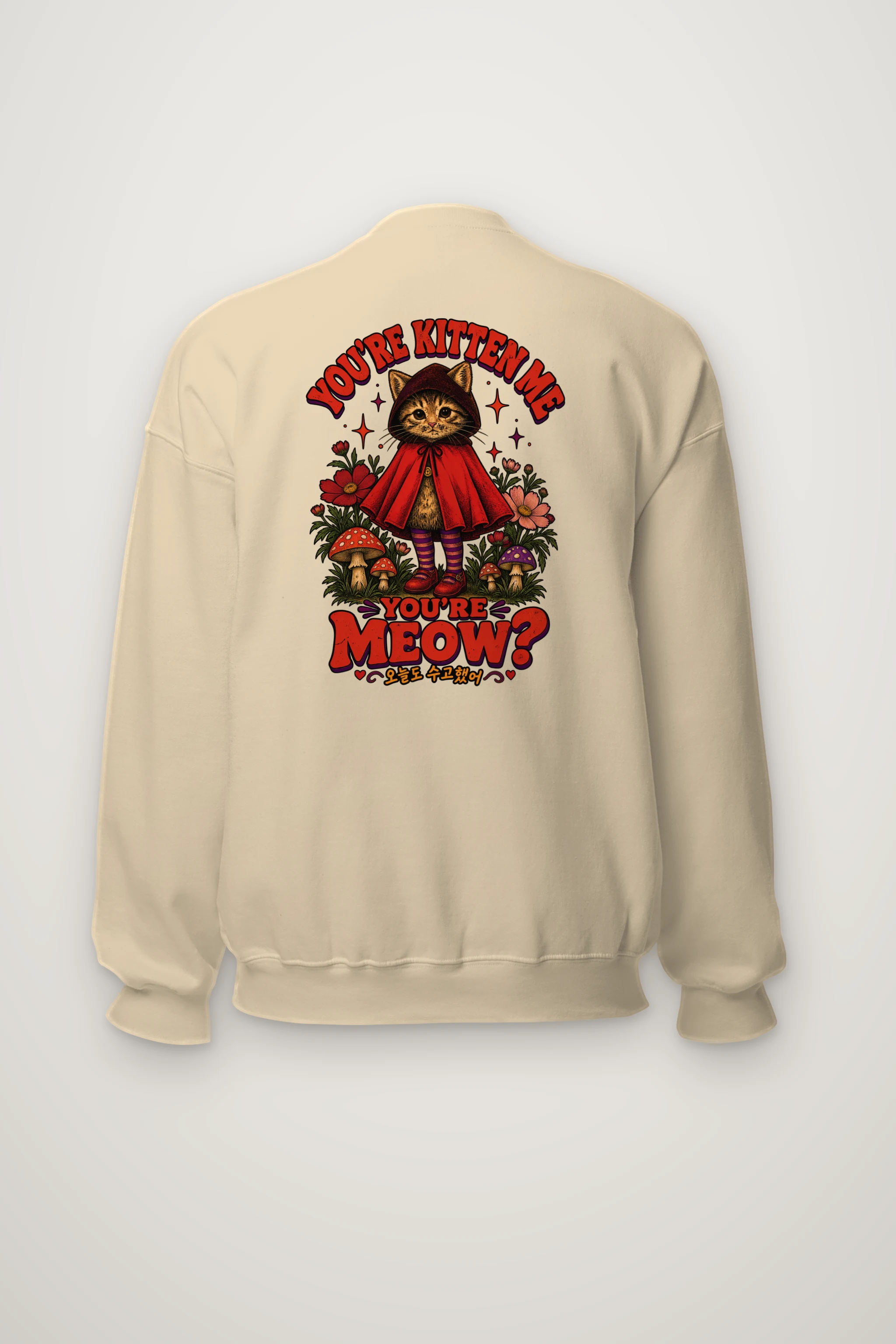 "Red Hood Kitten" Heavy Blend Unisex Crewneck Sweatshirt