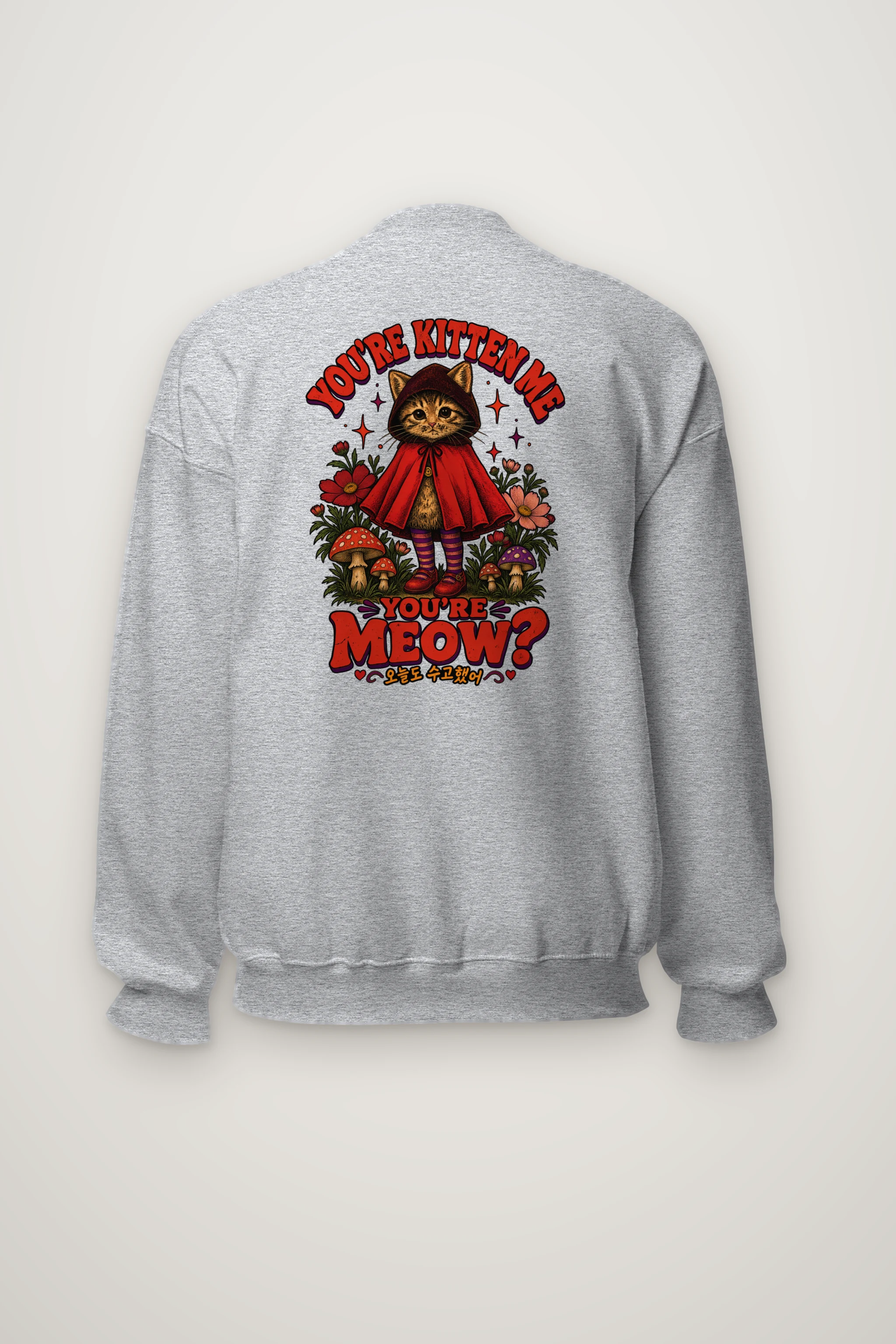 "Red Hood Kitten" Heavy Blend Unisex Crewneck Sweatshirt