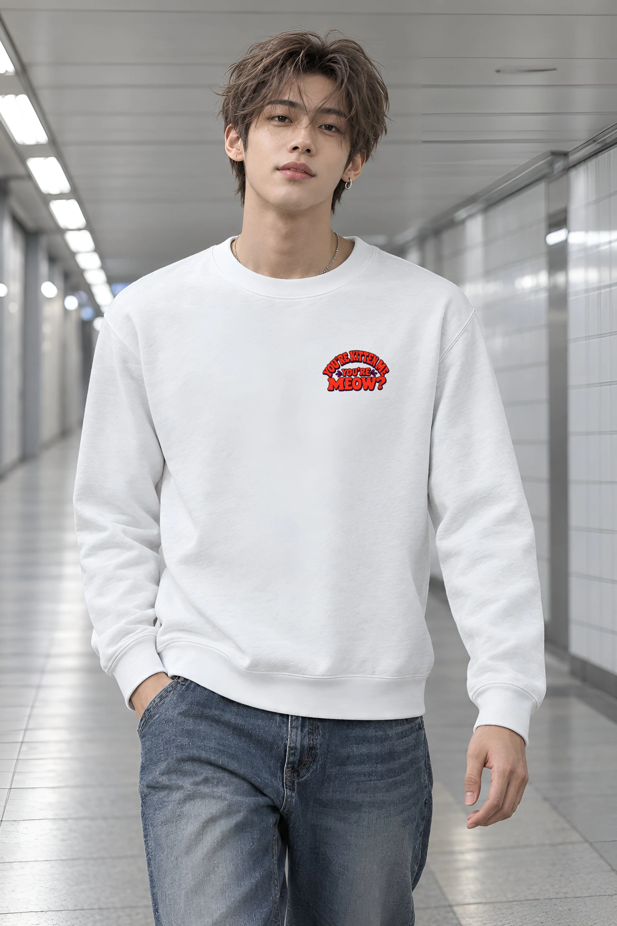 "Red Hood Kitten" Heavy Blend Unisex Crewneck Sweatshirt