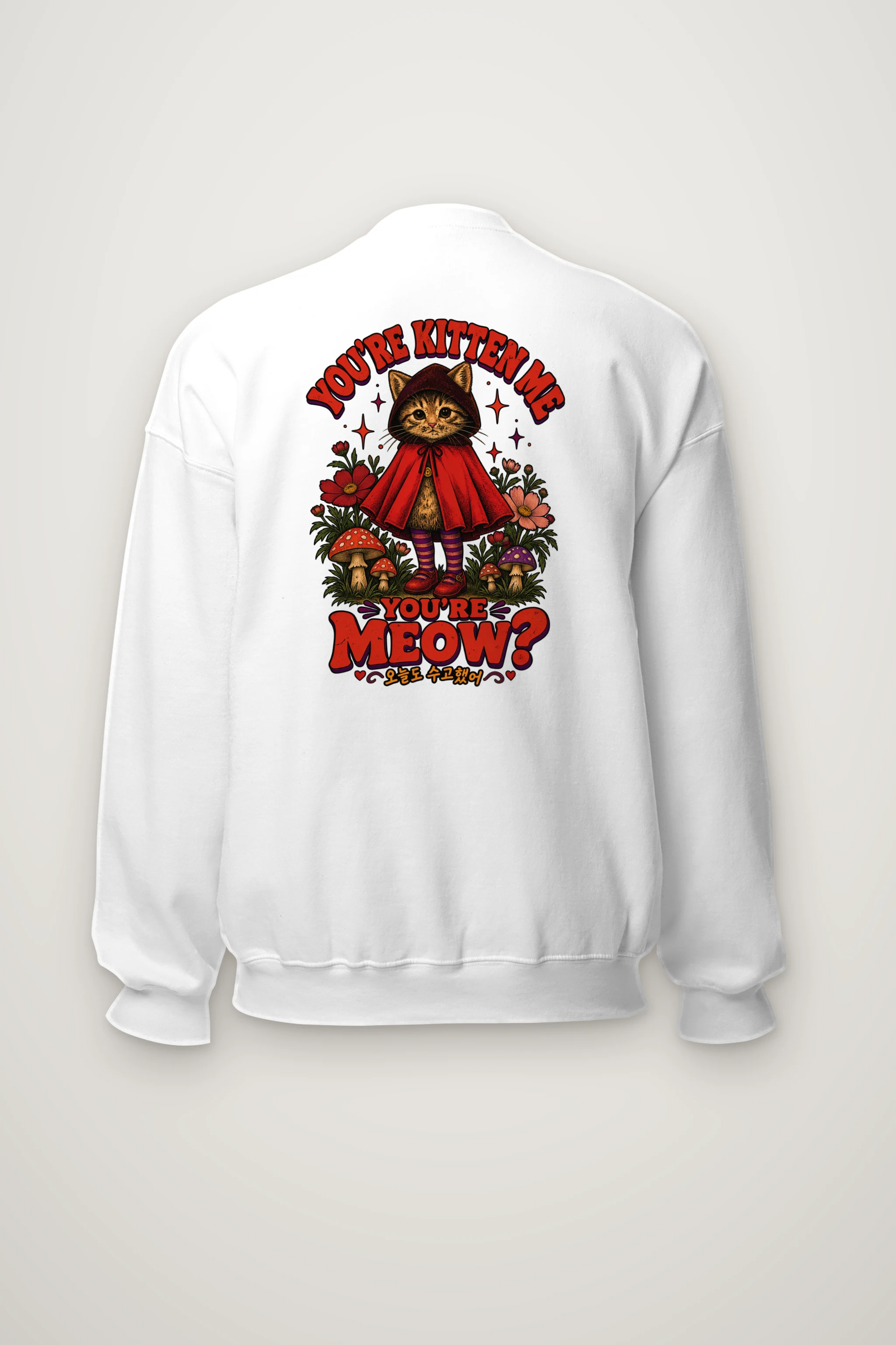 "Red Hood Kitten" Heavy Blend Unisex Crewneck Sweatshirt