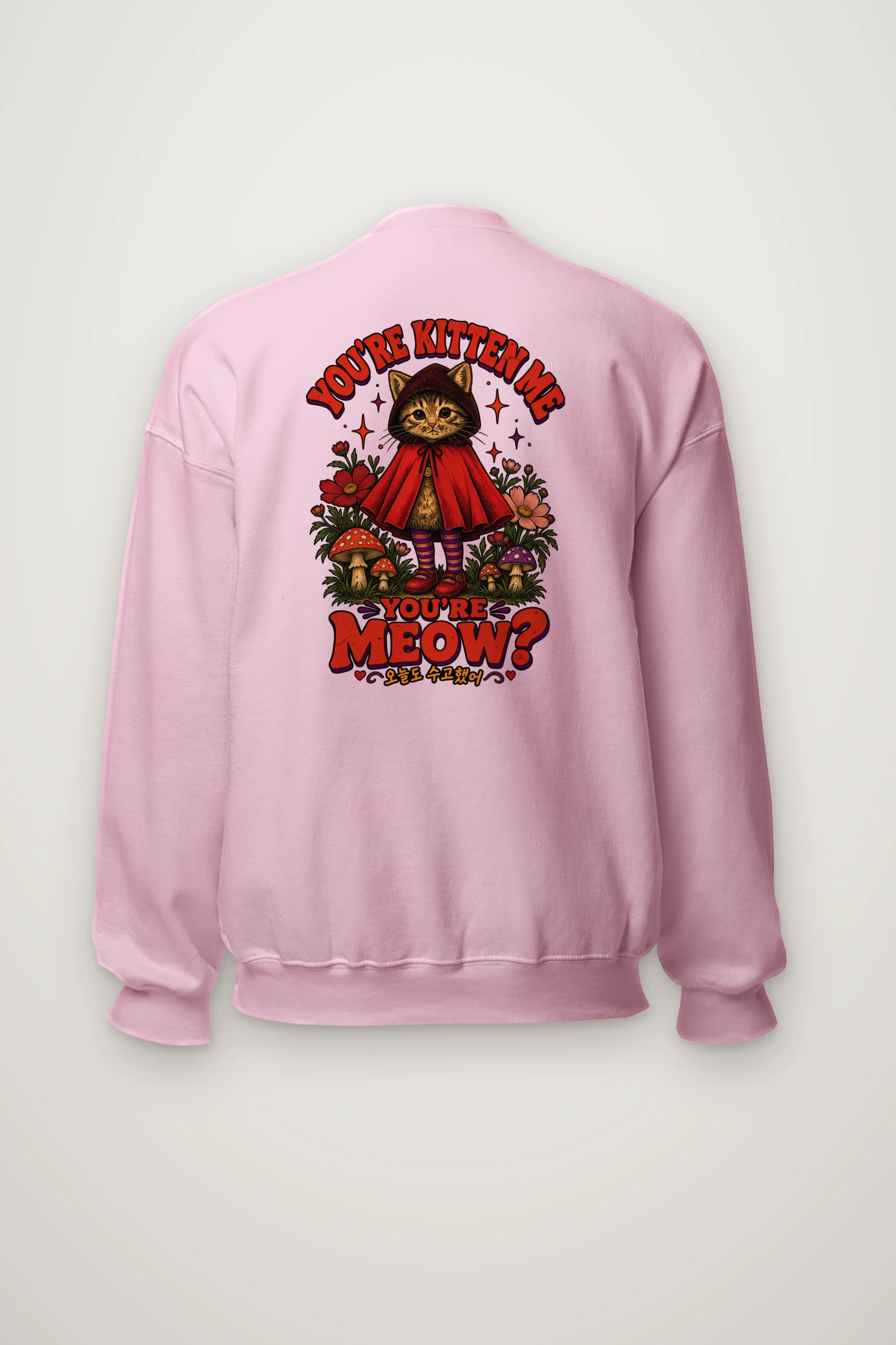 "Red Hood Kitten" Heavy Blend Unisex Crewneck Sweatshirt