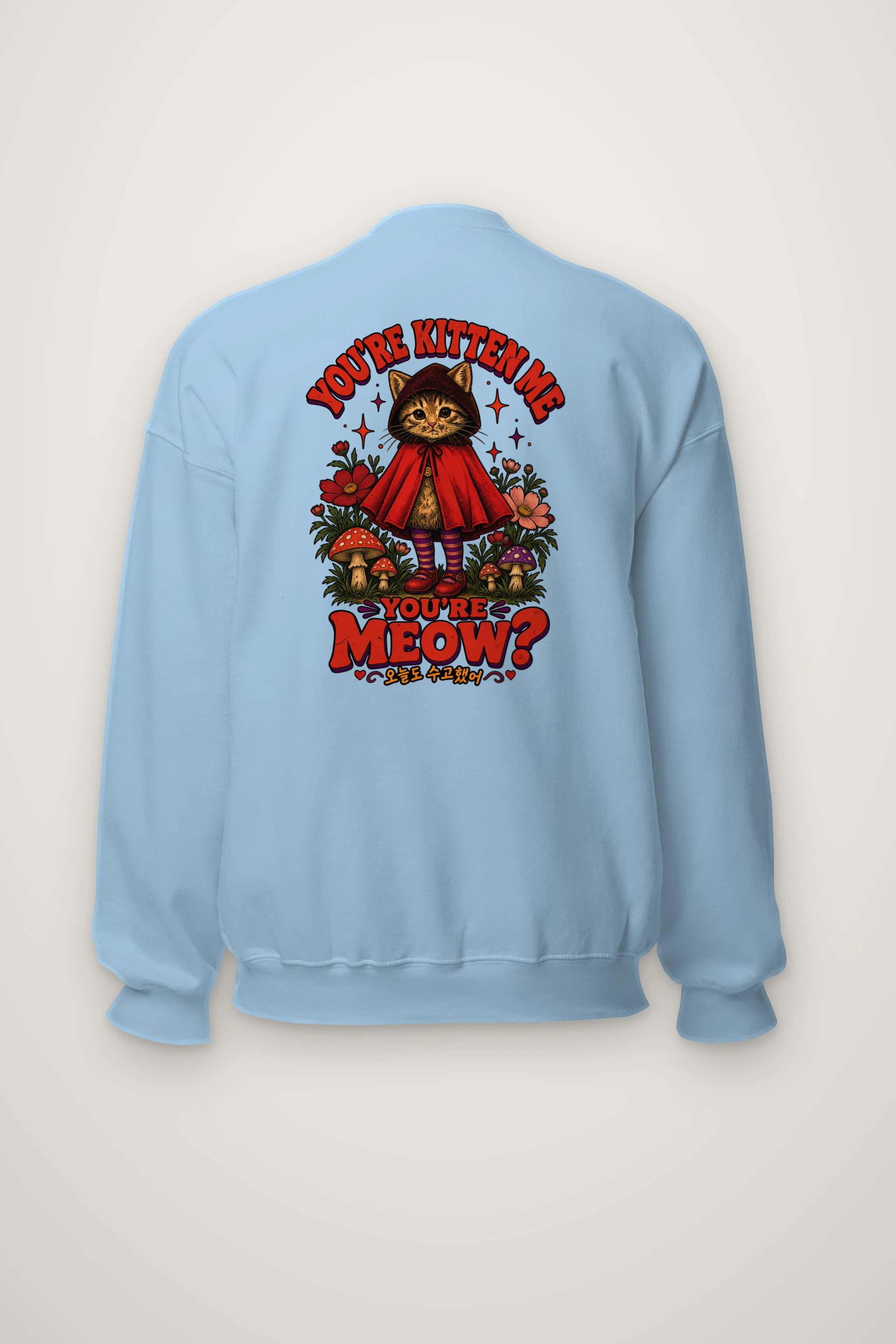 "Red Hood Kitten" Heavy Blend Unisex Crewneck Sweatshirt