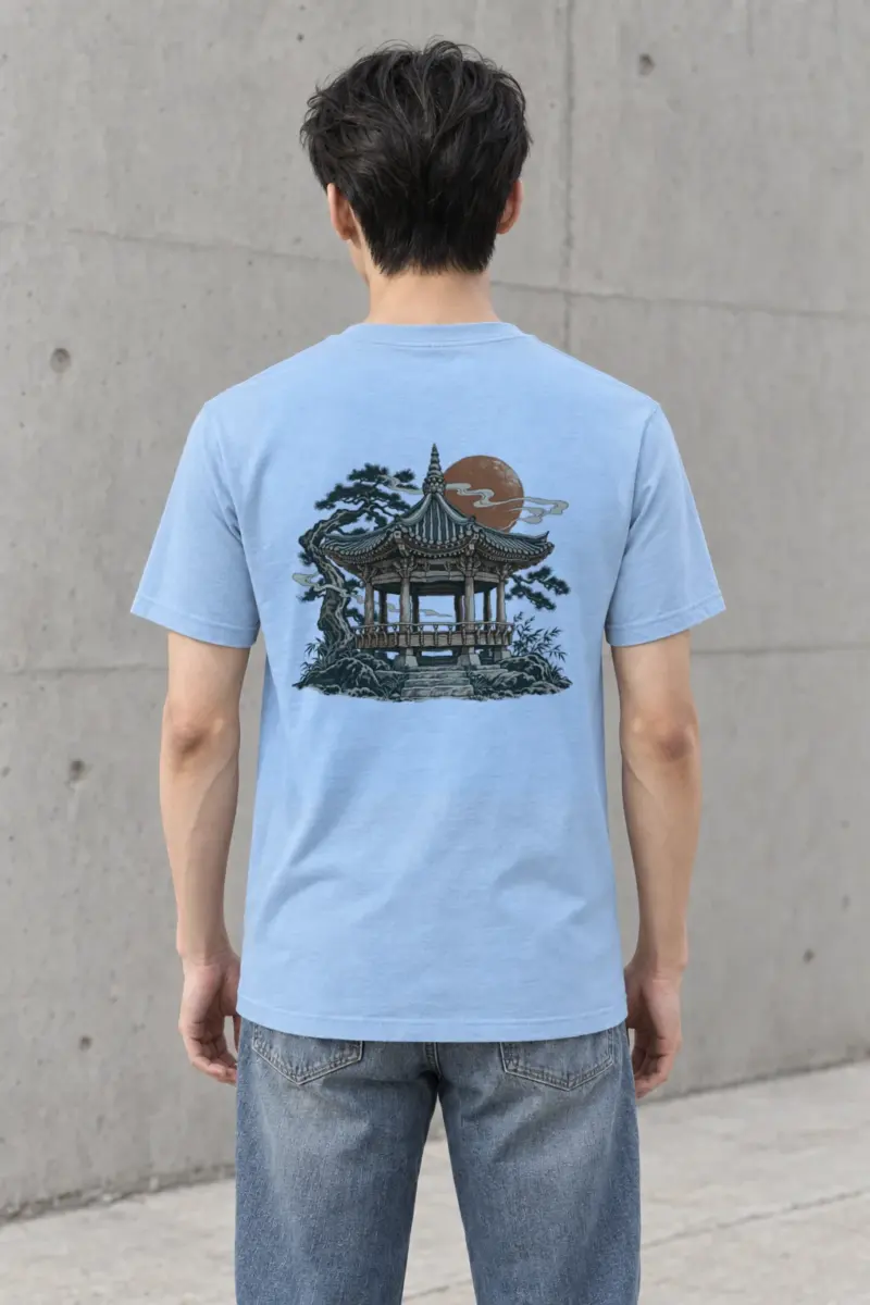 "Red Moon Pavilion" Heavyweight Unisex Crewneck T-shirt