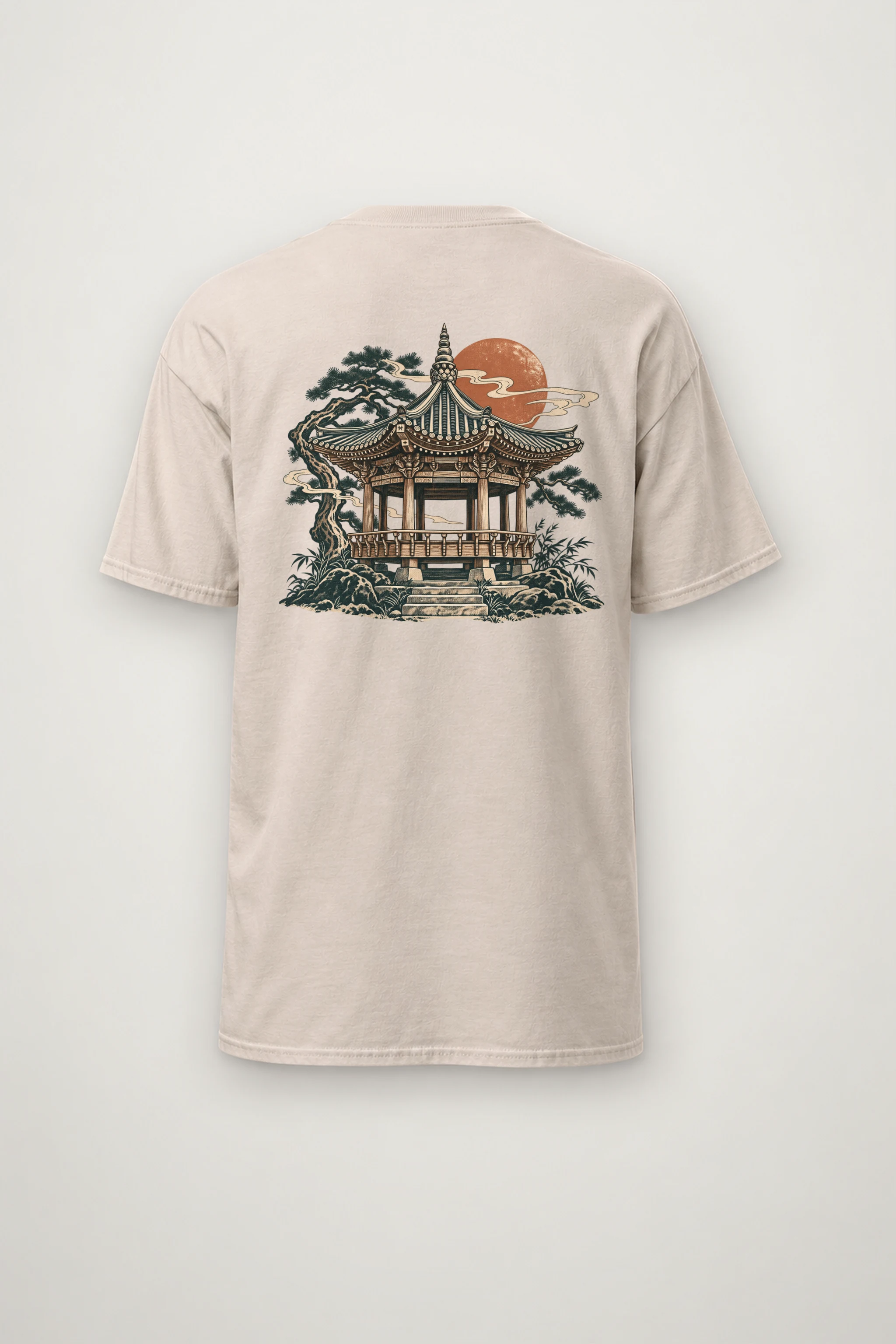 "Red Moon Pavilion" Heavyweight Unisex Crewneck T-shirt