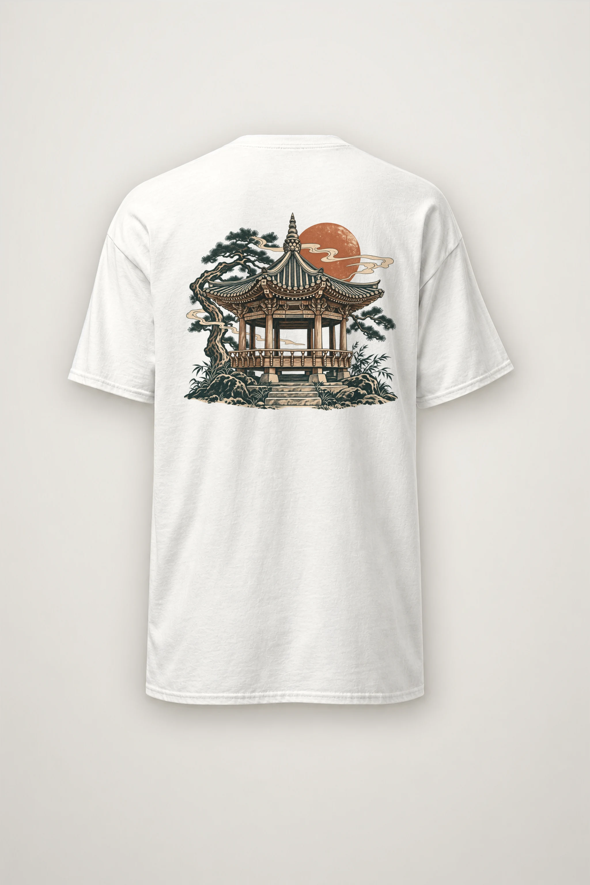"Red Moon Pavilion" Heavyweight Unisex Crewneck T-shirt