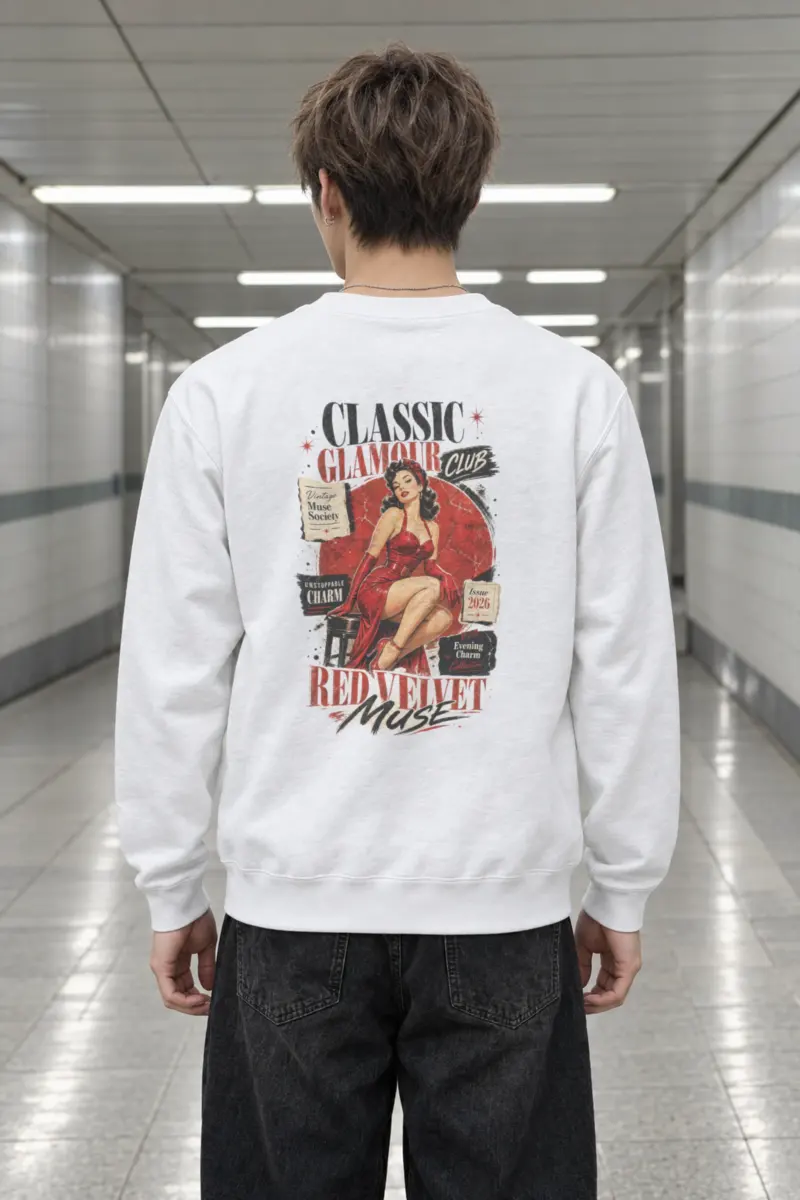 "Red Velvet Muse" Heavy Blend Unisex Crewneck Sweatshirt