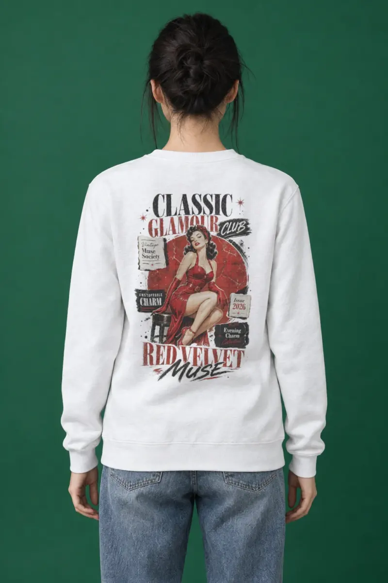 "Red Velvet Muse" Heavy Blend Unisex Crewneck Sweatshirt