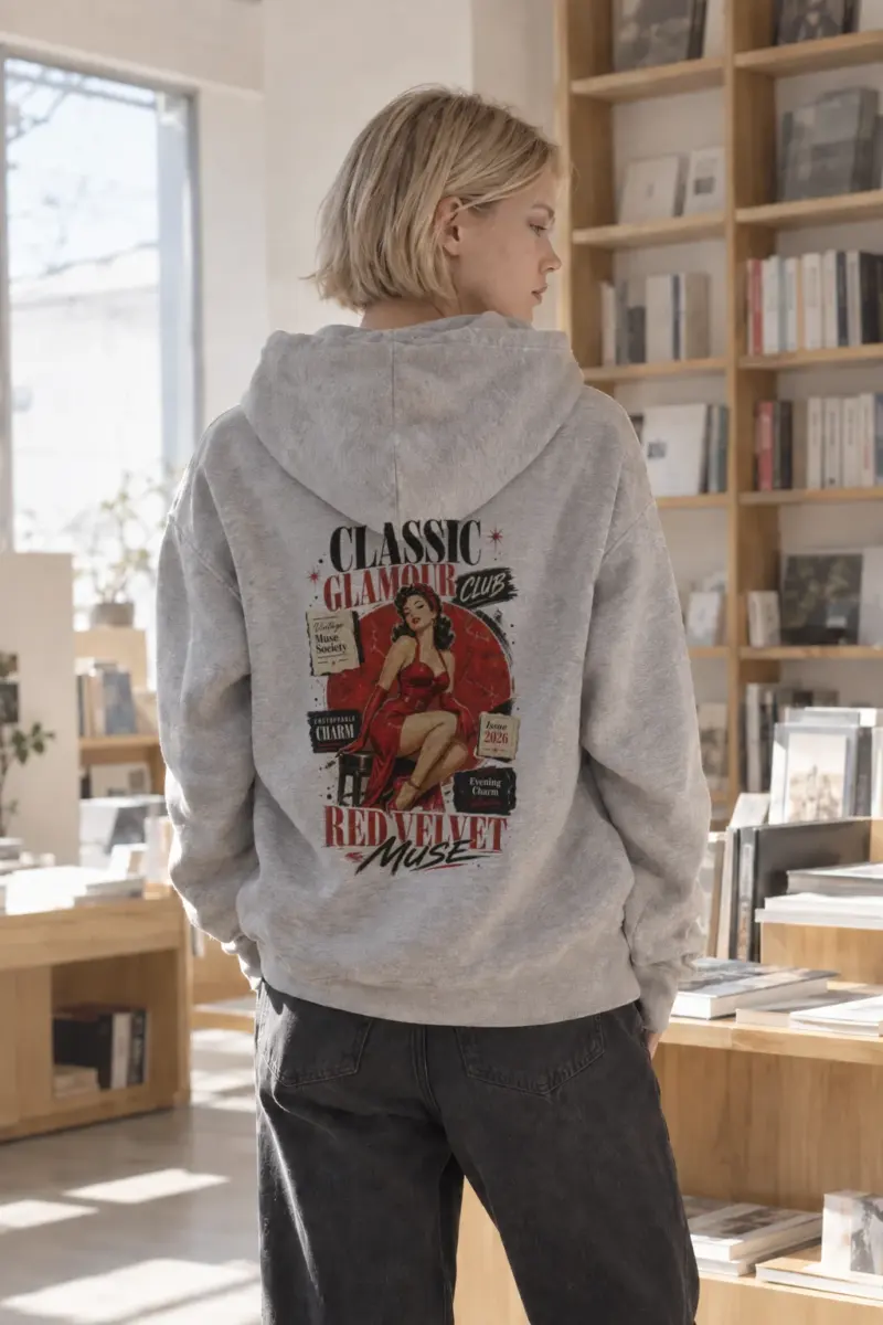 “Red Velvet Muse” Heavy Blend Unisex Pullover Hoodie | Gildan 18500