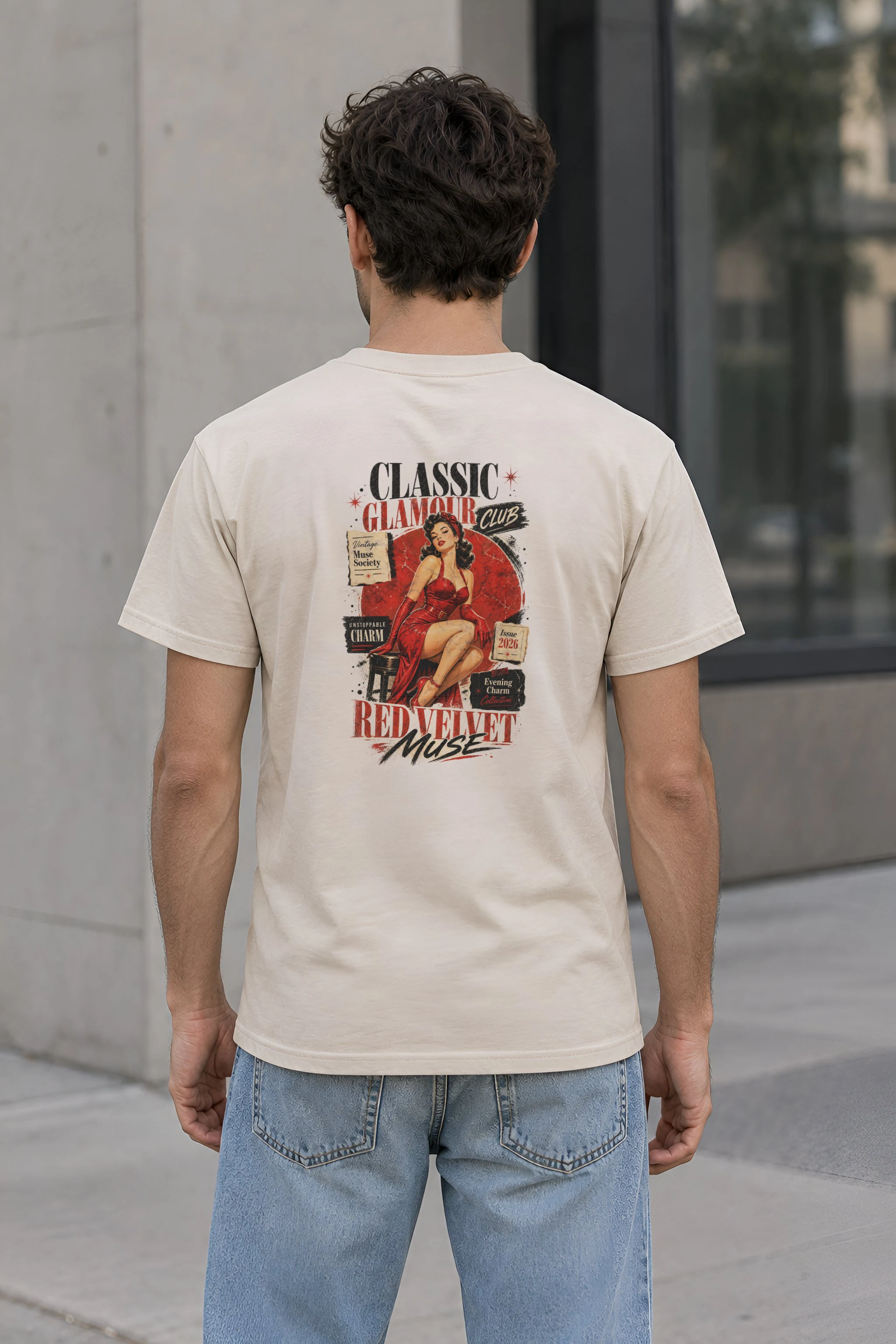 "Red Velvet Muse" Heavyweight Unisex Crewneck T-shirt
