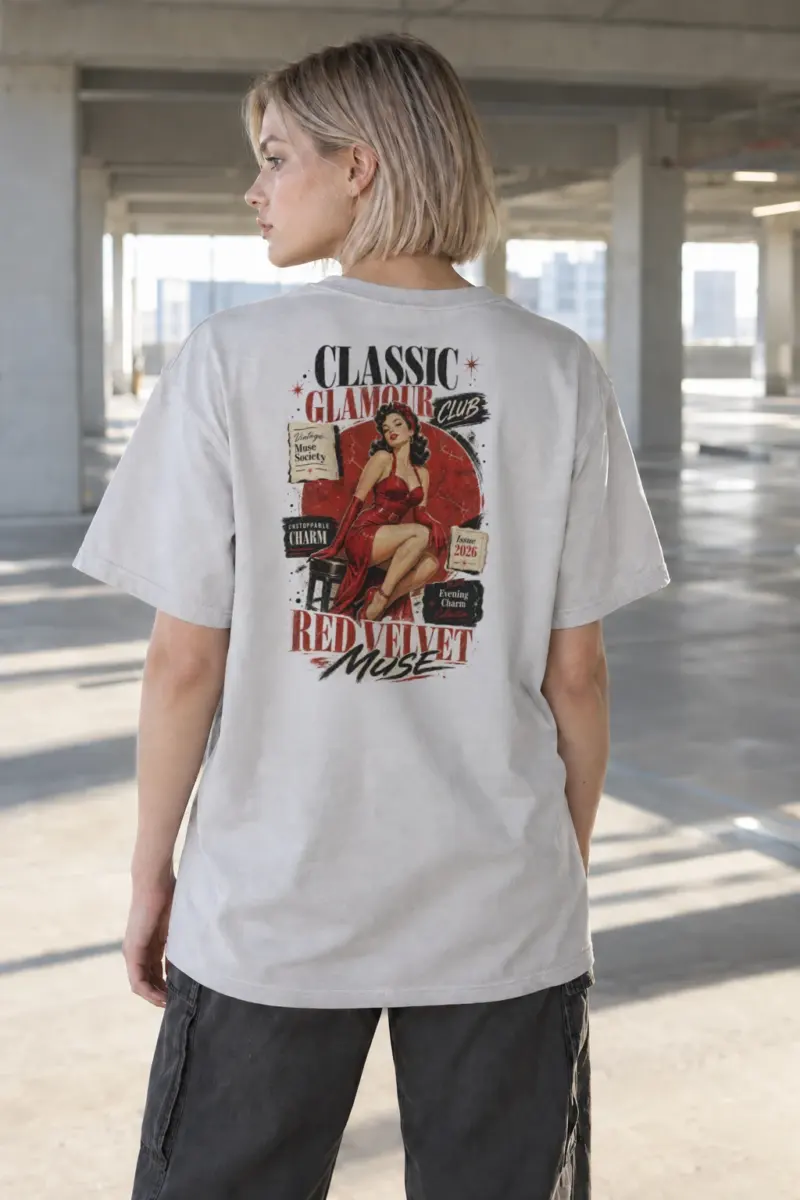 "Red Velvet Muse" Heavyweight Unisex Crewneck T-shirt | Gildan 5000