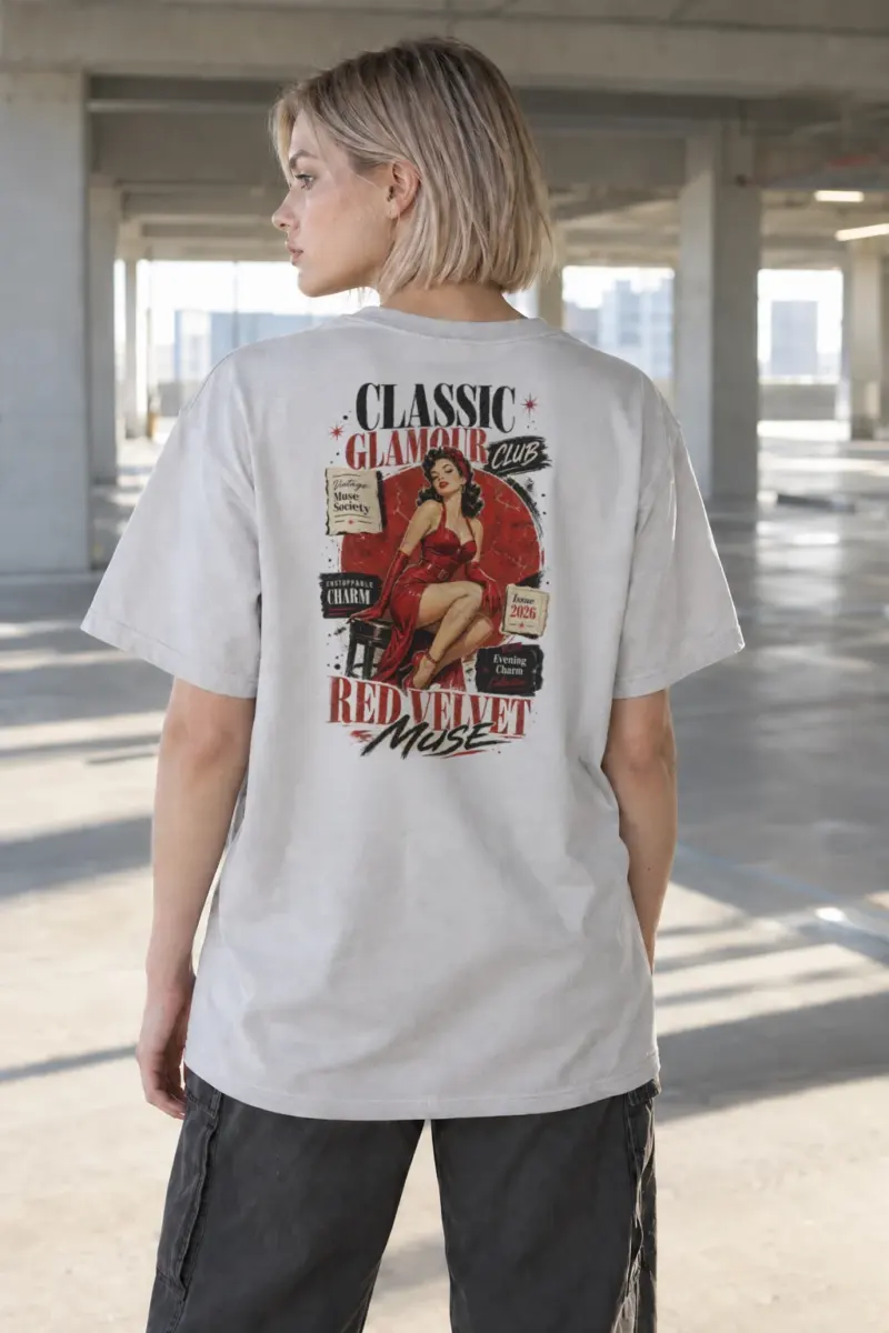 "Red Velvet Muse" Heavyweight Unisex Crewneck T-shirt | Gildan 5000