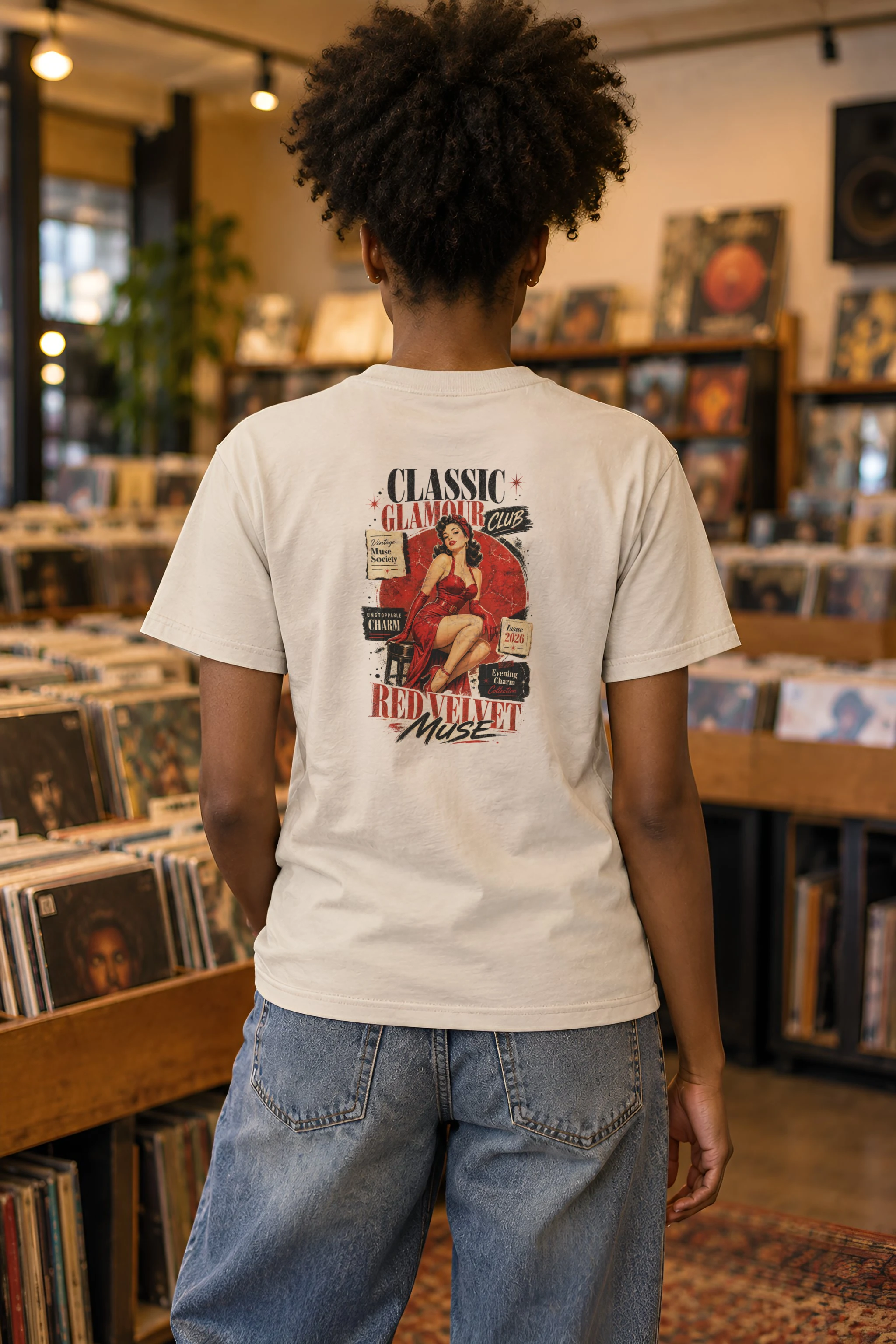 "Red Velvet Muse" Heavyweight Unisex Crewneck T-shirt