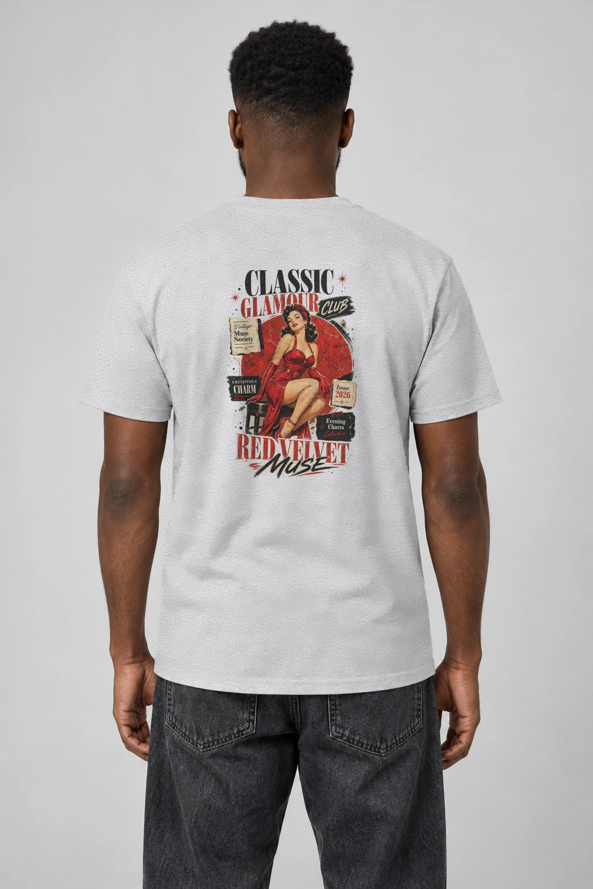 "Red Velvet Muse" Heavyweight Unisex Crewneck T-shirt