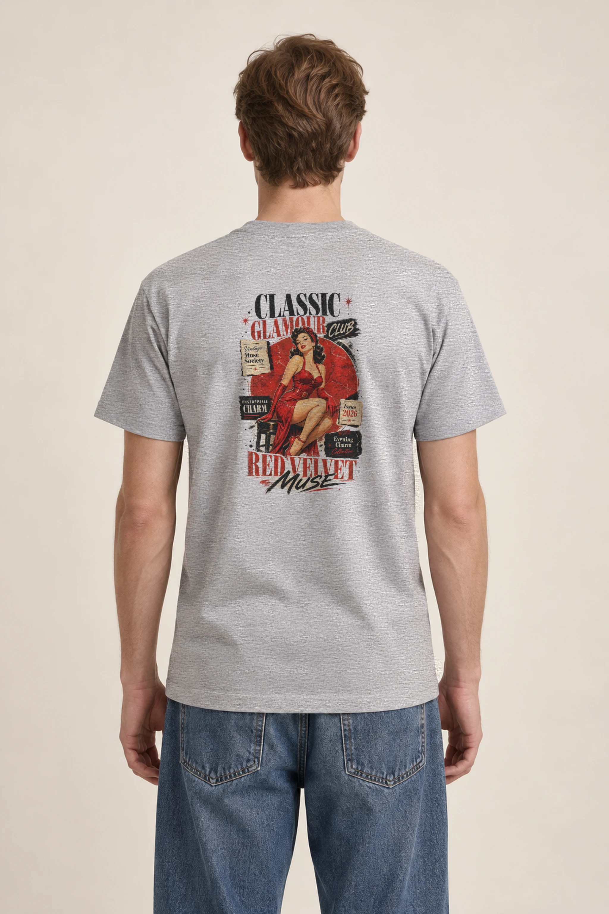 "Red Velvet Muse" Heavyweight Unisex Crewneck T-shirt