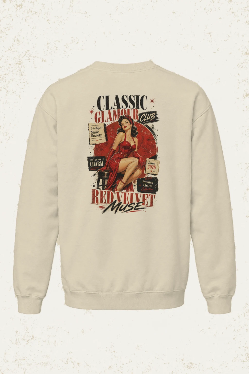 "Red Velvet Muse" Unisex Sponge Fleece Crewneck Sweatshirt | Bella + Canvas 3901