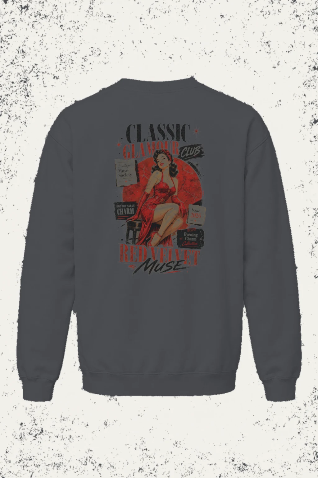 "Red Velvet Muse" Unisex Sponge Fleece Crewneck Sweatshirt | Bella + Canvas 3901