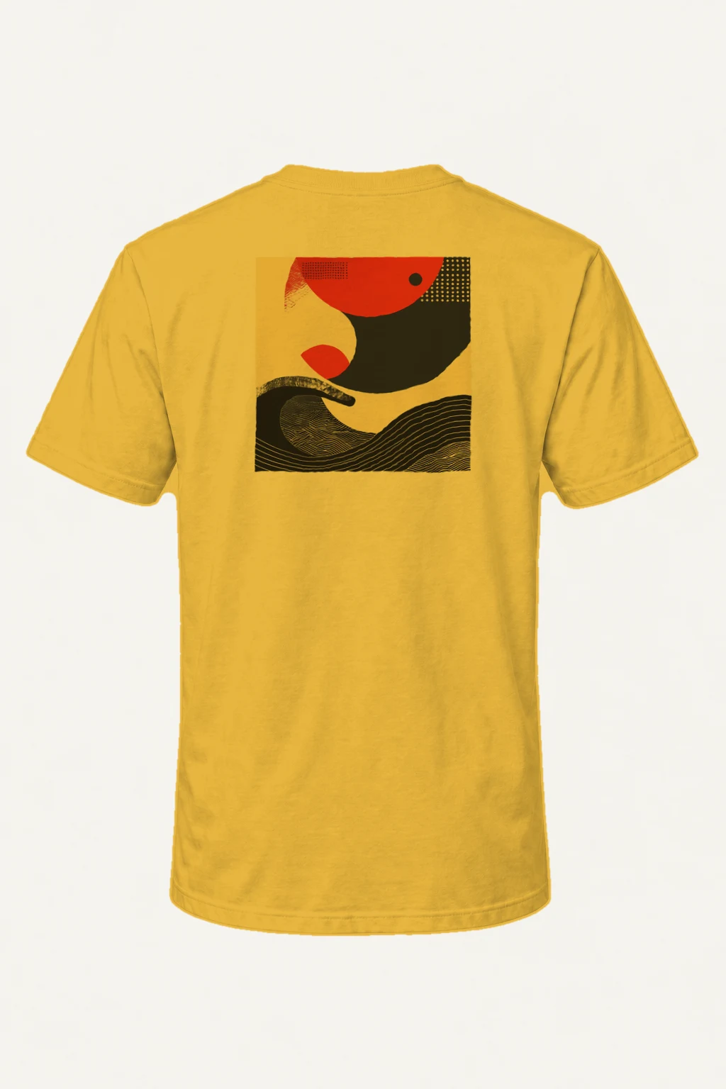 "Red Wave Geometry" Heavyweight Unisex Crewneck T-shirt | Gildan 5000