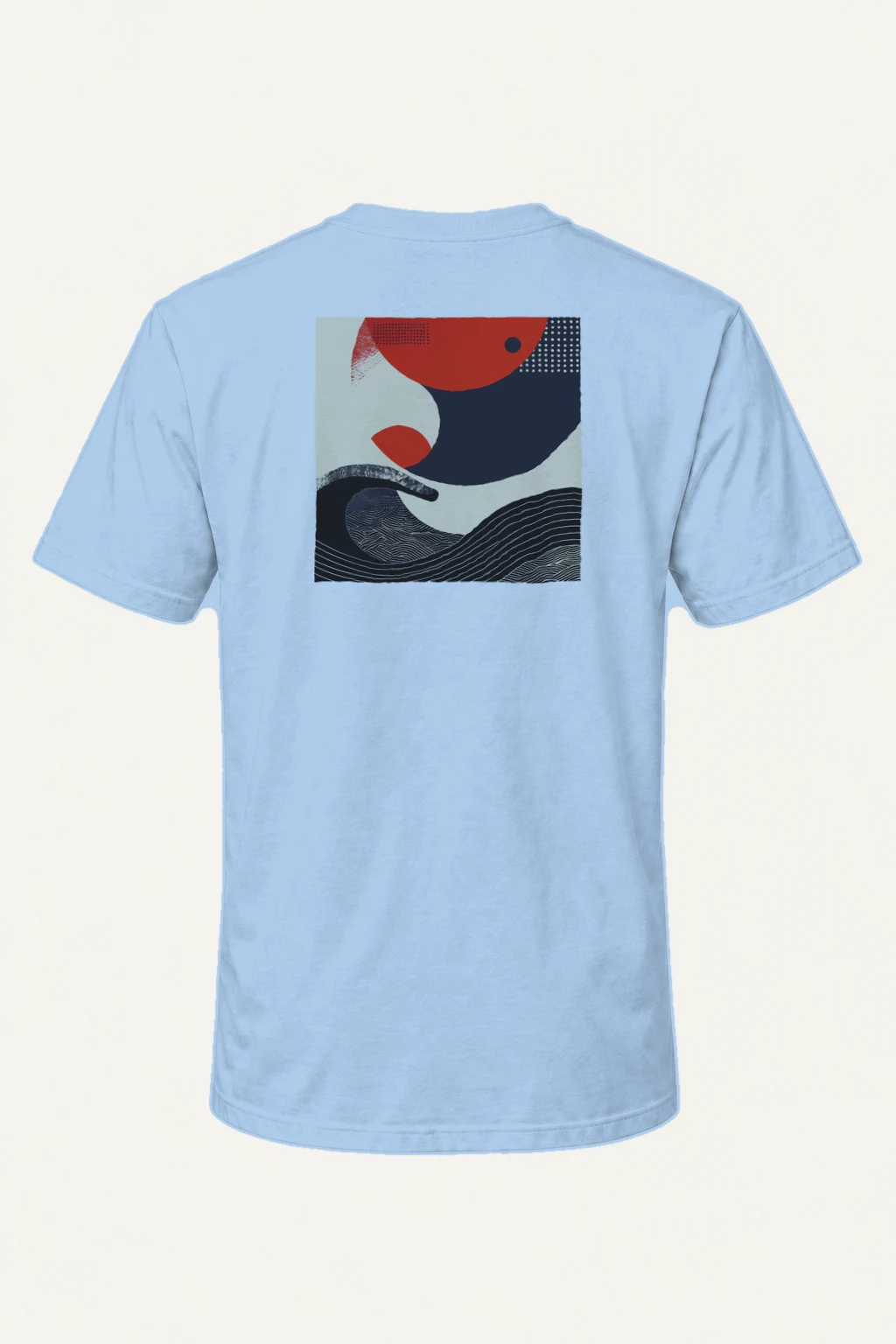 "Red Wave Geometry" Heavyweight Unisex Crewneck T-shirt | Gildan 5000