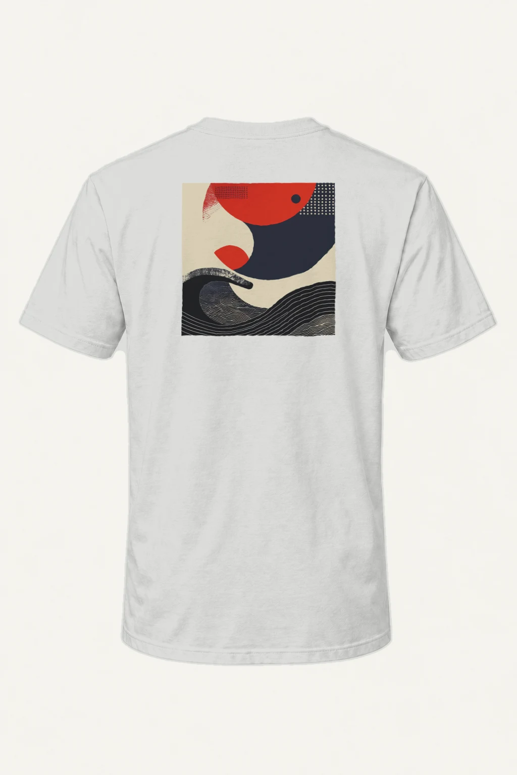 "Red Wave Geometry" Heavyweight Unisex Crewneck T-shirt | Gildan 5000