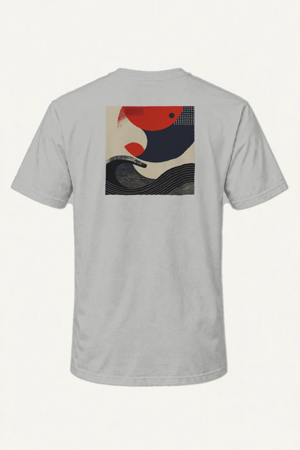 "Red Wave Geometry" Heavyweight Unisex Crewneck T-shirt | Gildan 5000