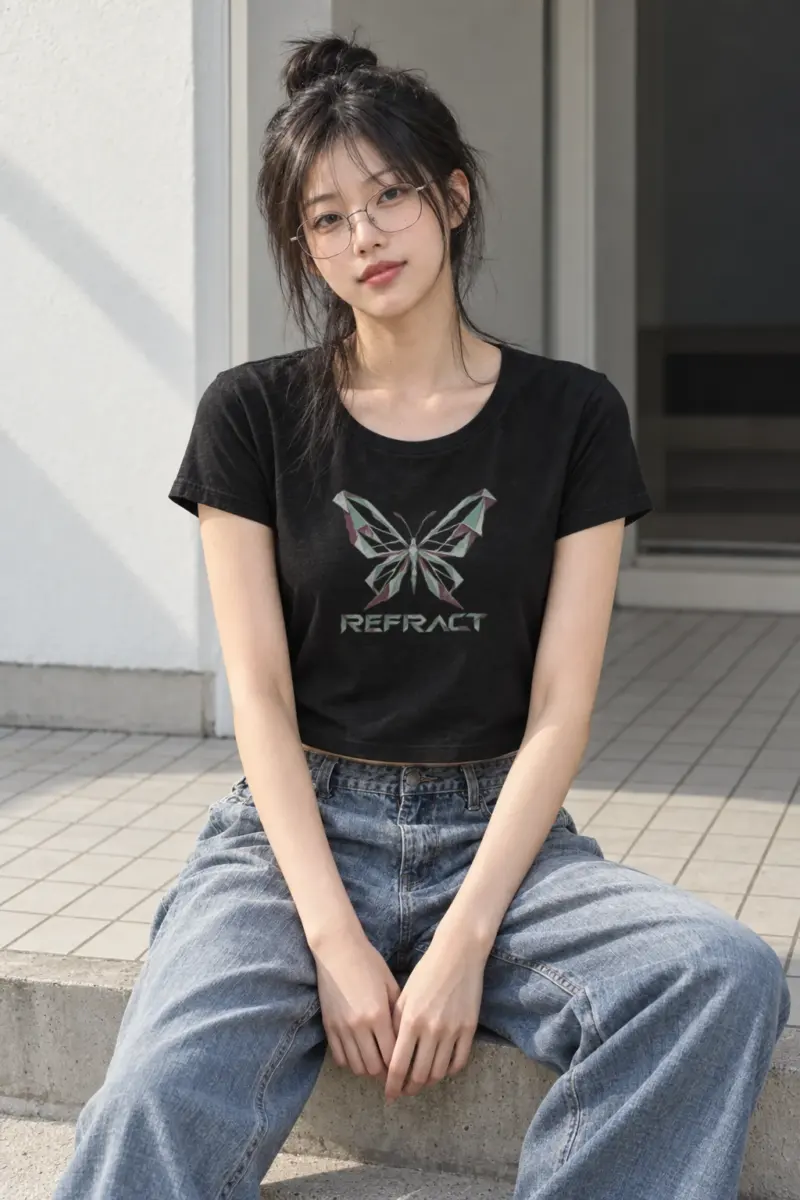 "Refract Butterfly" Women's Crop Tee
