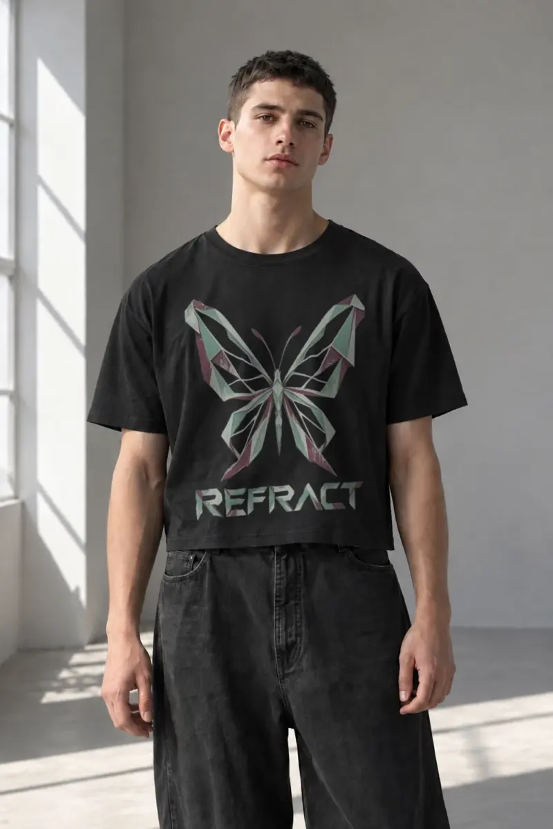 "Refract Butterfly" Women's Crop Tee | Bella + Canvas 8882