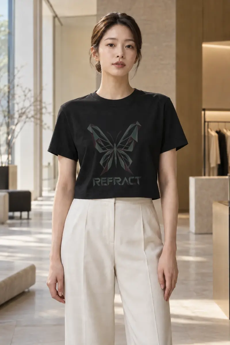 "Refract Butterfly" Women's Crop Tee | Bella + Canvas 8882