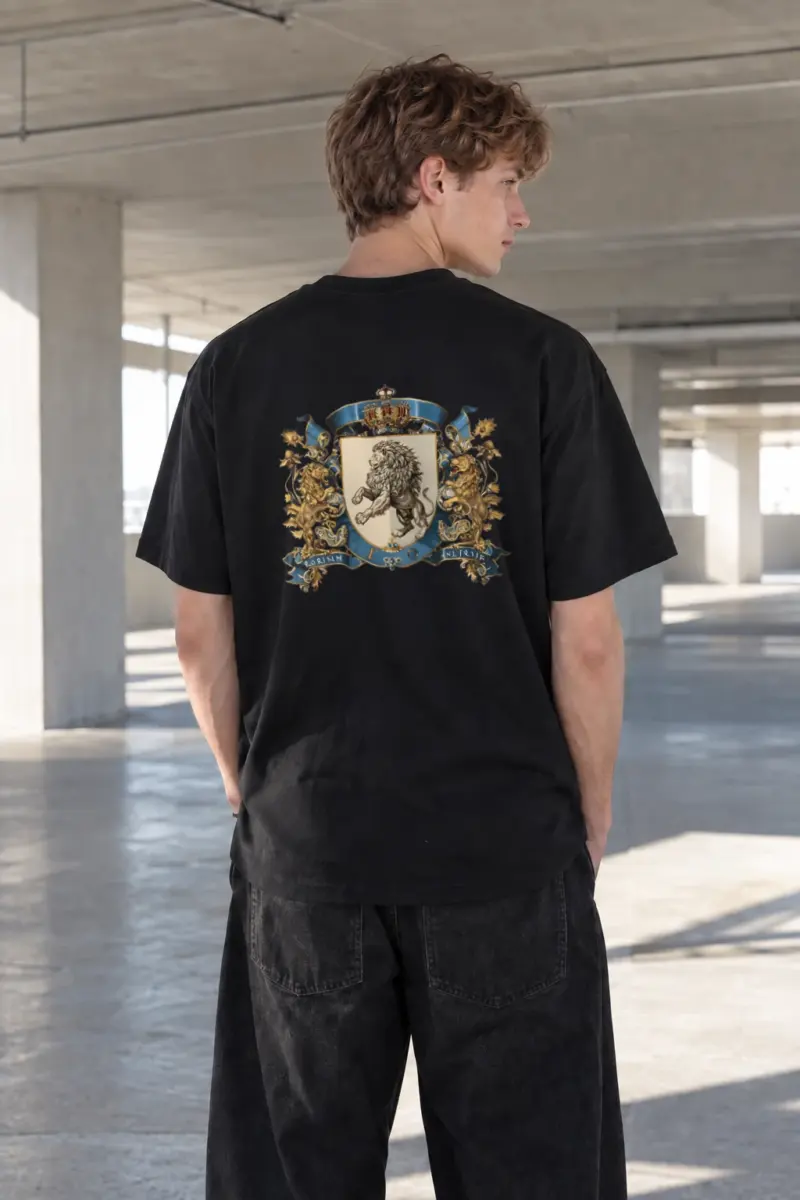 "Regal Lion Crest" Heavyweight Unisex Crewneck T-shirt | Gildan 5000