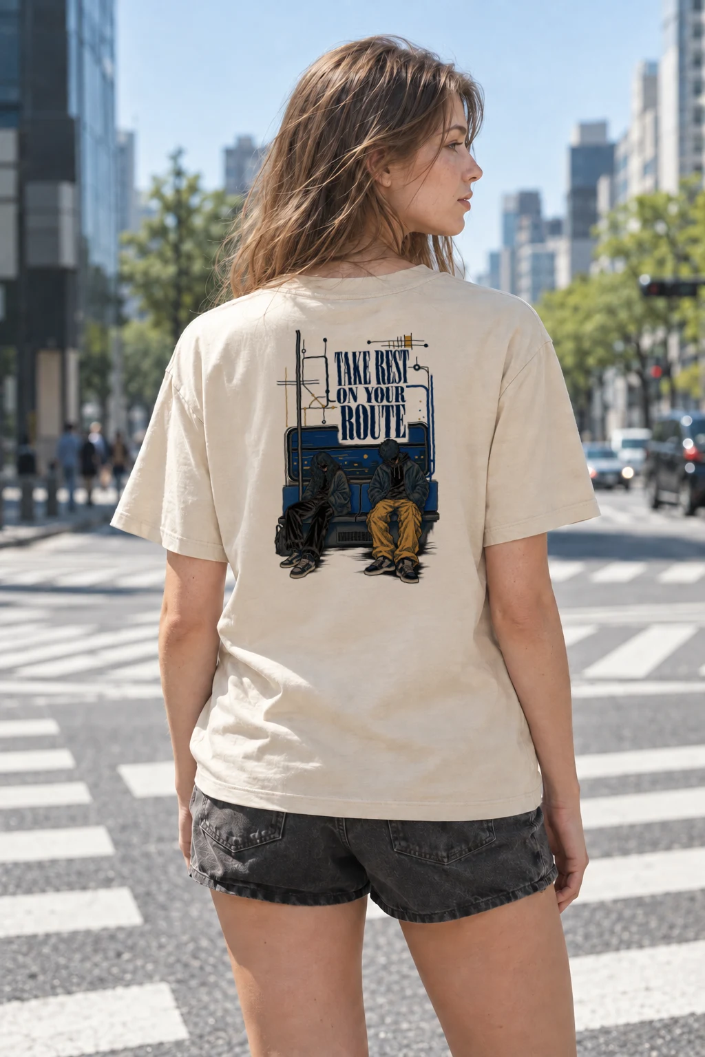 "Rest On Your Route" Heavyweight Unisex Crewneck T-shirt | Gildan 5000