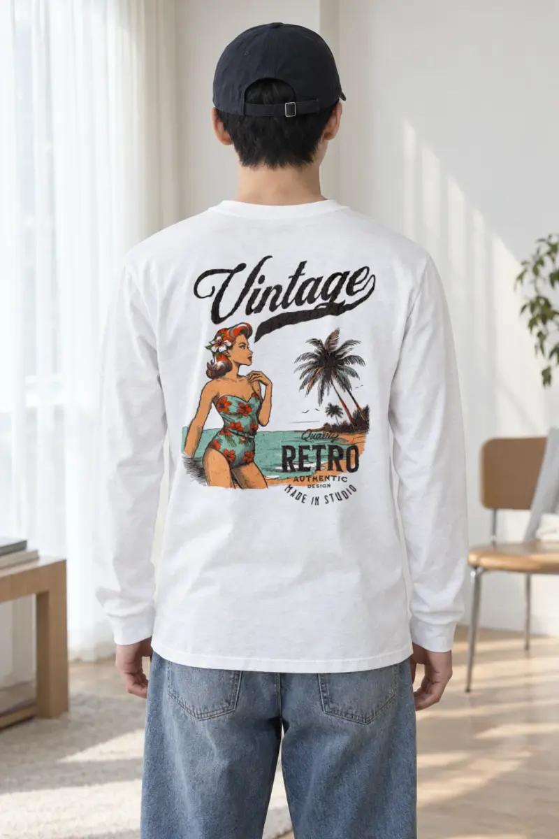 "Retro Beach Pinup" Unisex Longsleeve T-shirt