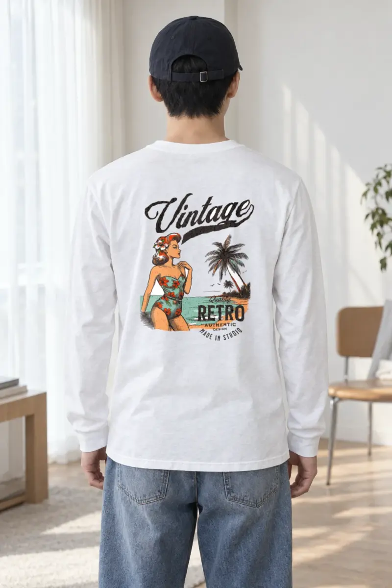 "Retro Beach Pinup" Unisex Longsleeve T-shirt