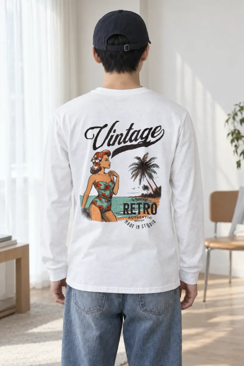 "Retro Beach Pinup" Unisex Longsleeve T-shirt