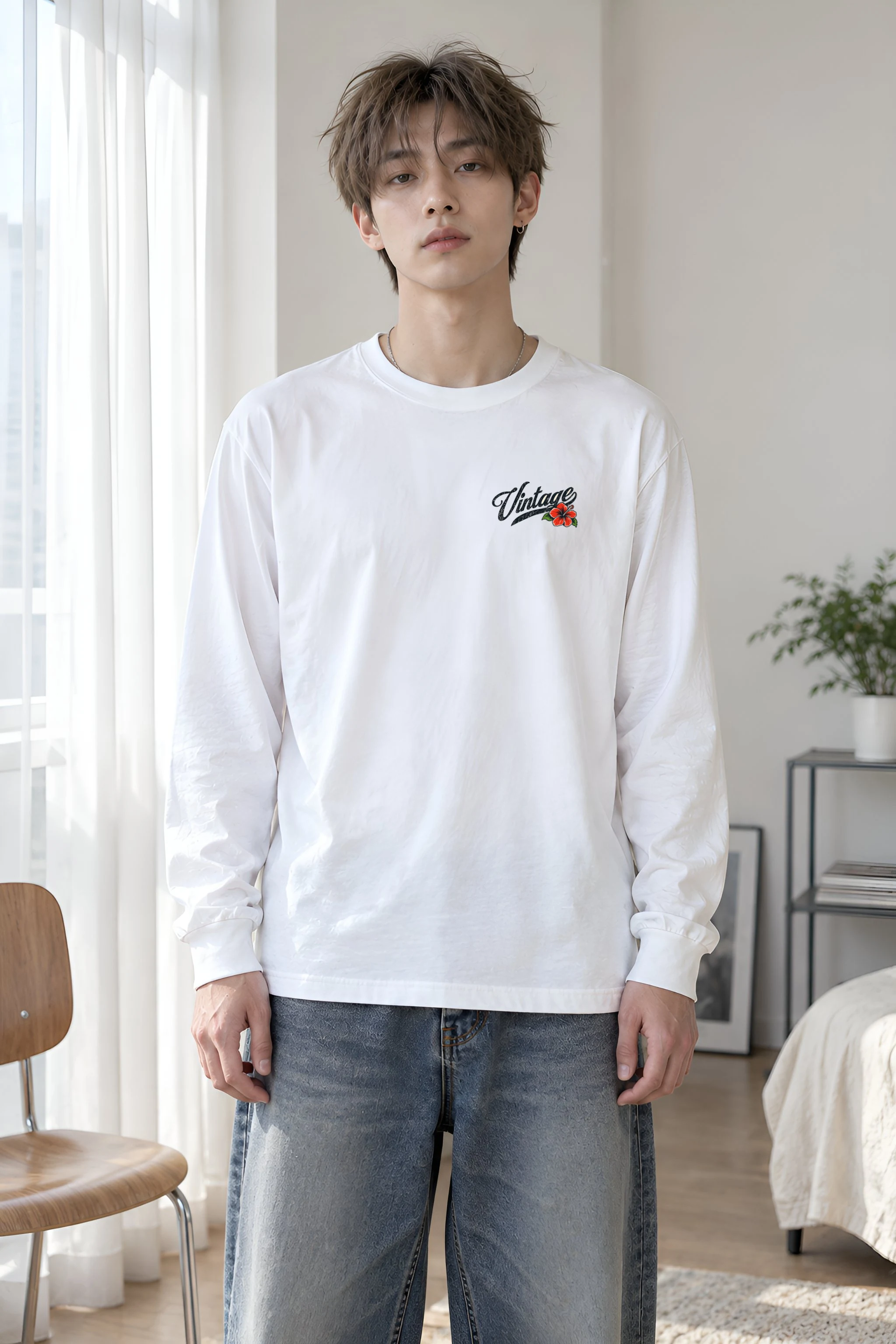 "Retro Beach Pinup" Unisex Longsleeve T-shirt