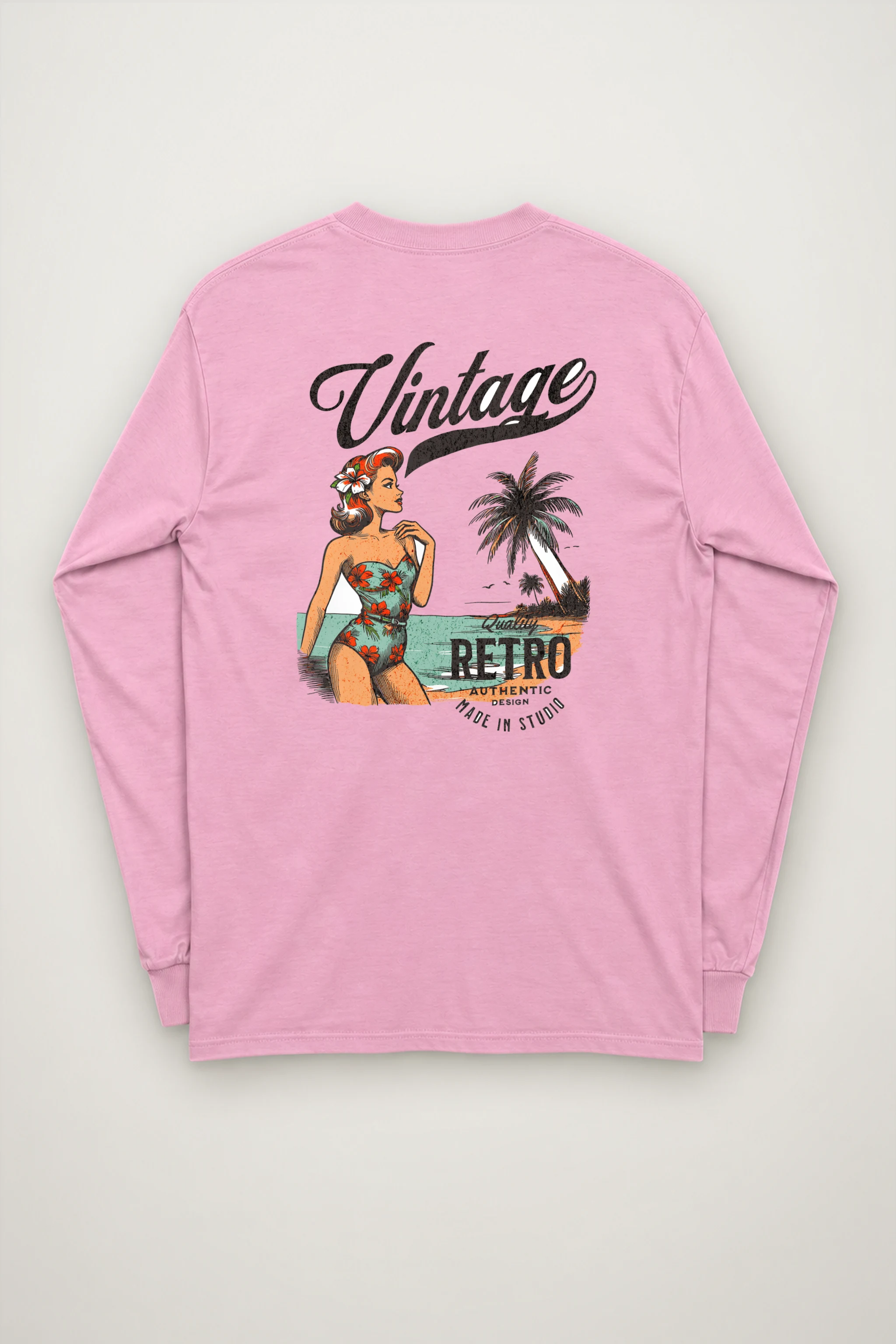 "Retro Beach Pinup" Unisex Longsleeve T-shirt