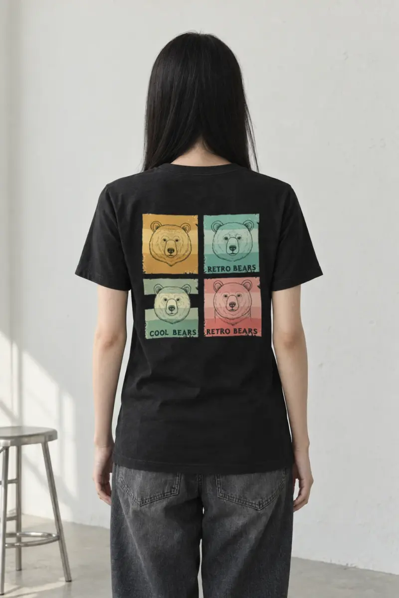 "Retro Bears" Heavyweight Unisex Crewneck T-shirt