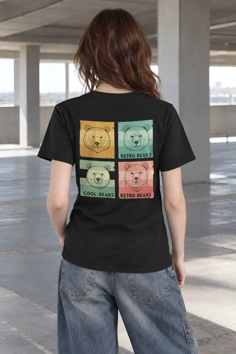 "Retro Bears" Heavyweight Unisex Crewneck T-shirt