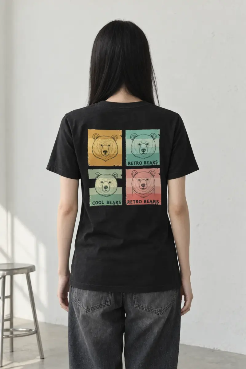 "Retro Bears" Heavyweight Unisex Crewneck T-shirt
