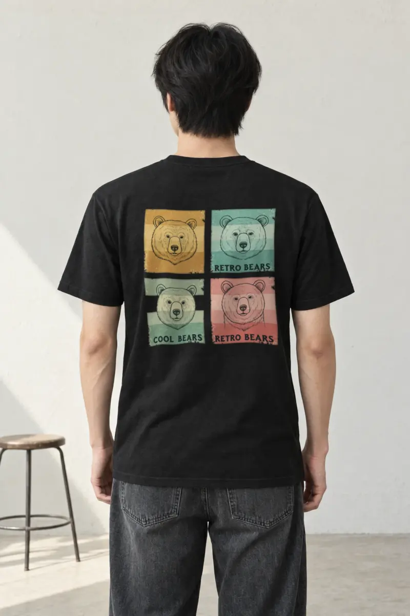 "Retro Bears" Heavyweight Unisex Crewneck T-shirt