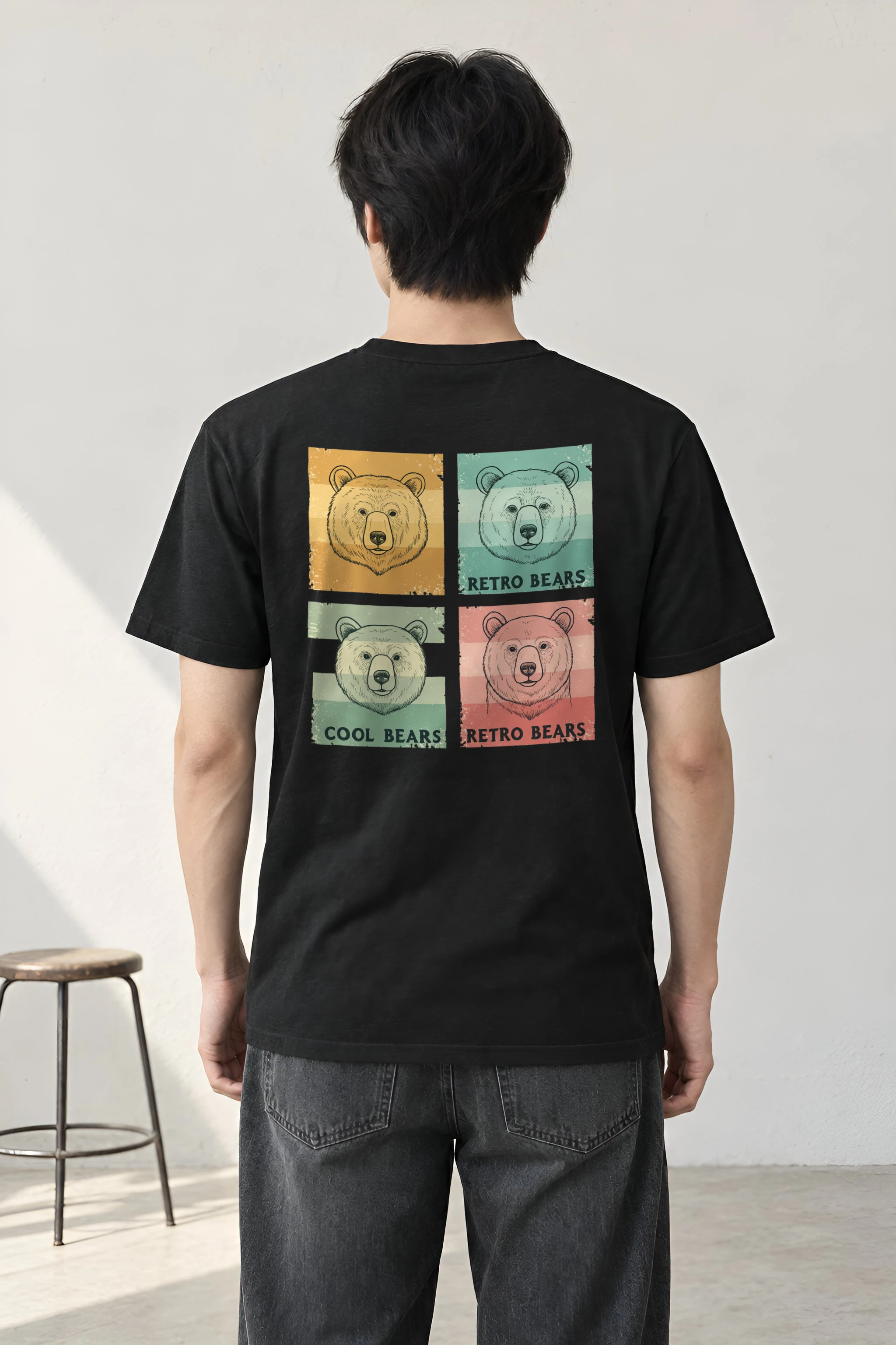 "Retro Bears" Heavyweight Unisex Crewneck T-shirt