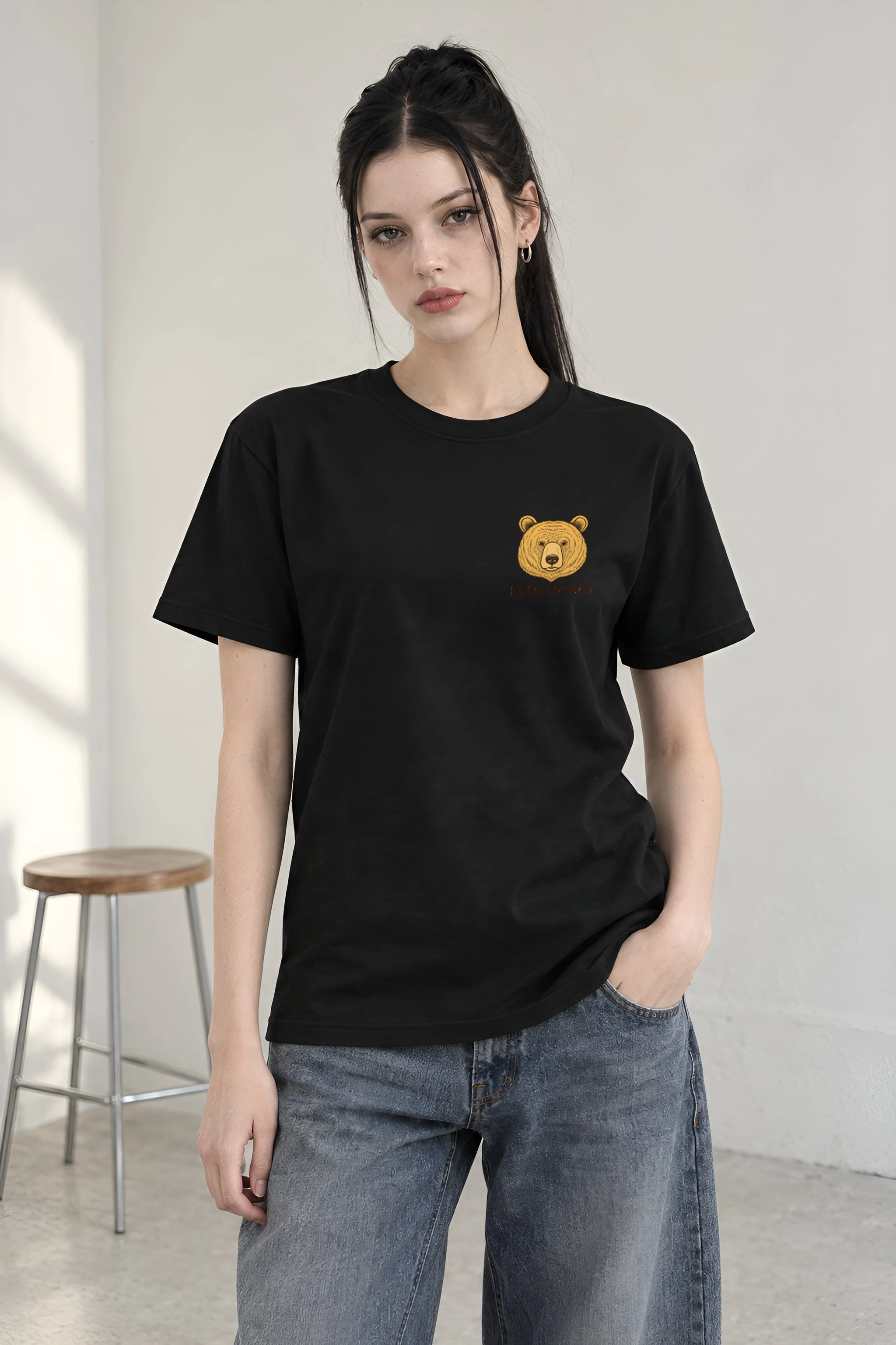"Retro Bears" Heavyweight Unisex Crewneck T-shirt