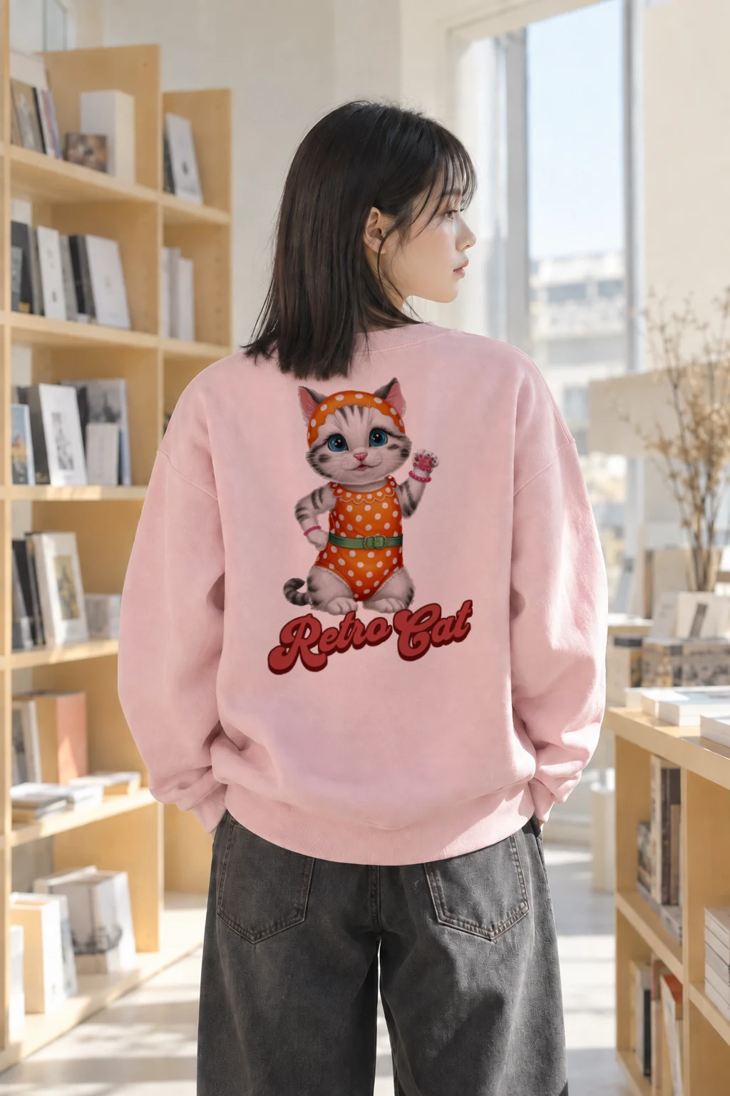 "Retro Cat" Heavy Blend Unisex Crewneck Sweatshirt | Gildan 18000