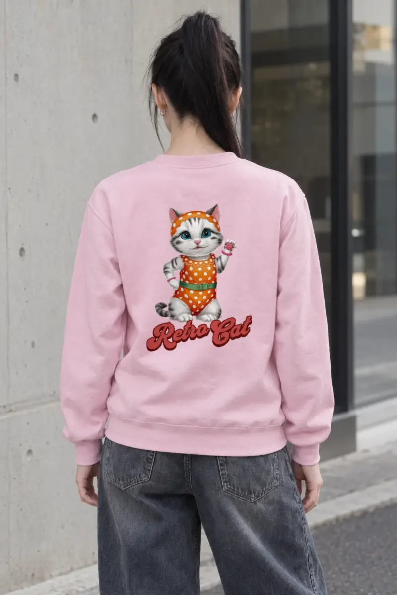 "Retro Cat" Heavy Blend Unisex Crewneck Sweatshirt