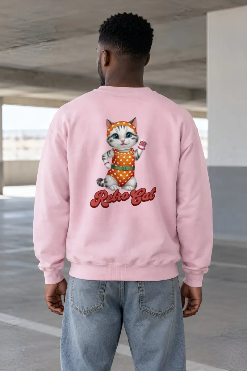 "Retro Cat" Heavy Blend Unisex Crewneck Sweatshirt