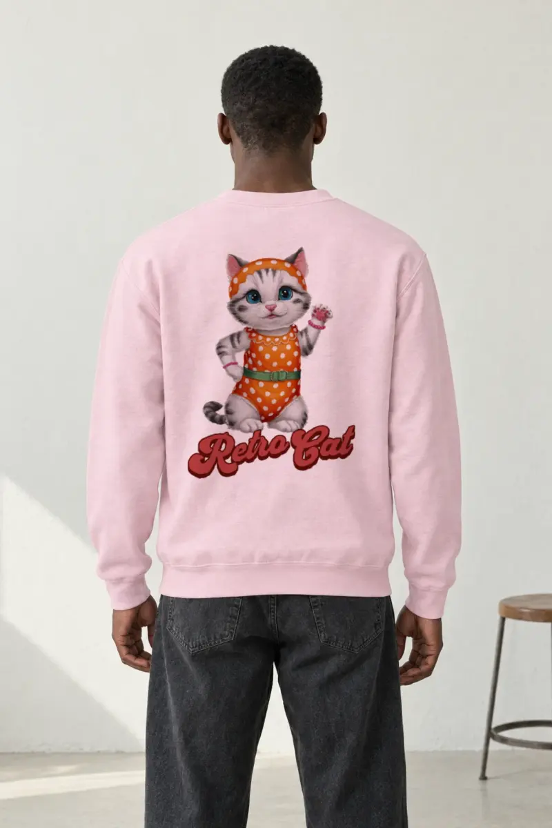"Retro Cat" Heavy Blend Unisex Crewneck Sweatshirt | Gildan 18000