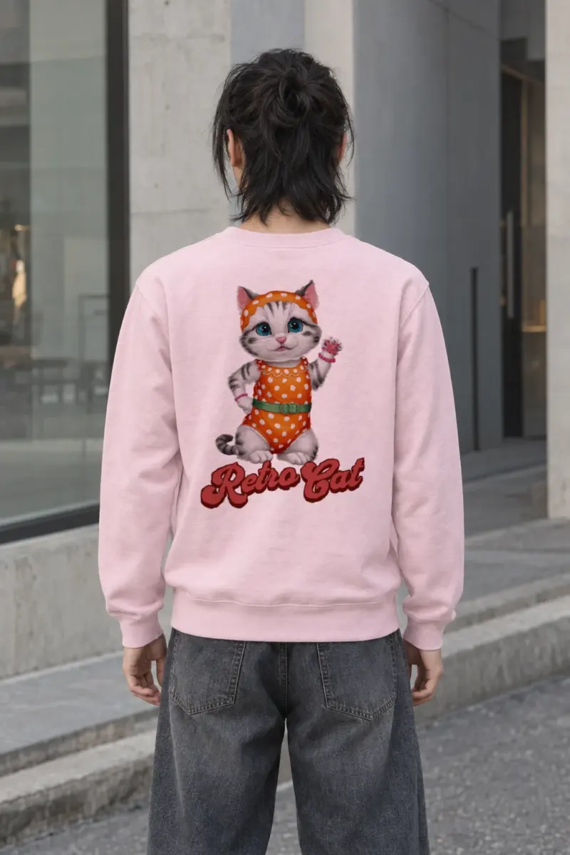 "Retro Cat" Heavy Blend Unisex Crewneck Sweatshirt | Gildan 18000
