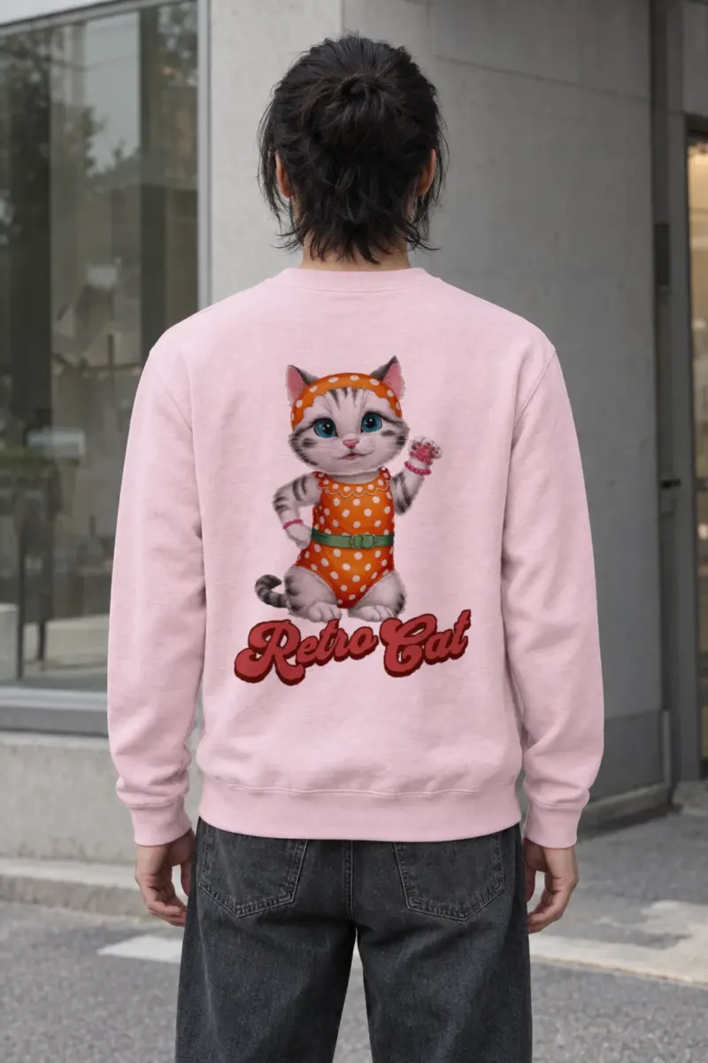 "Retro Cat" Heavy Blend Unisex Crewneck Sweatshirt