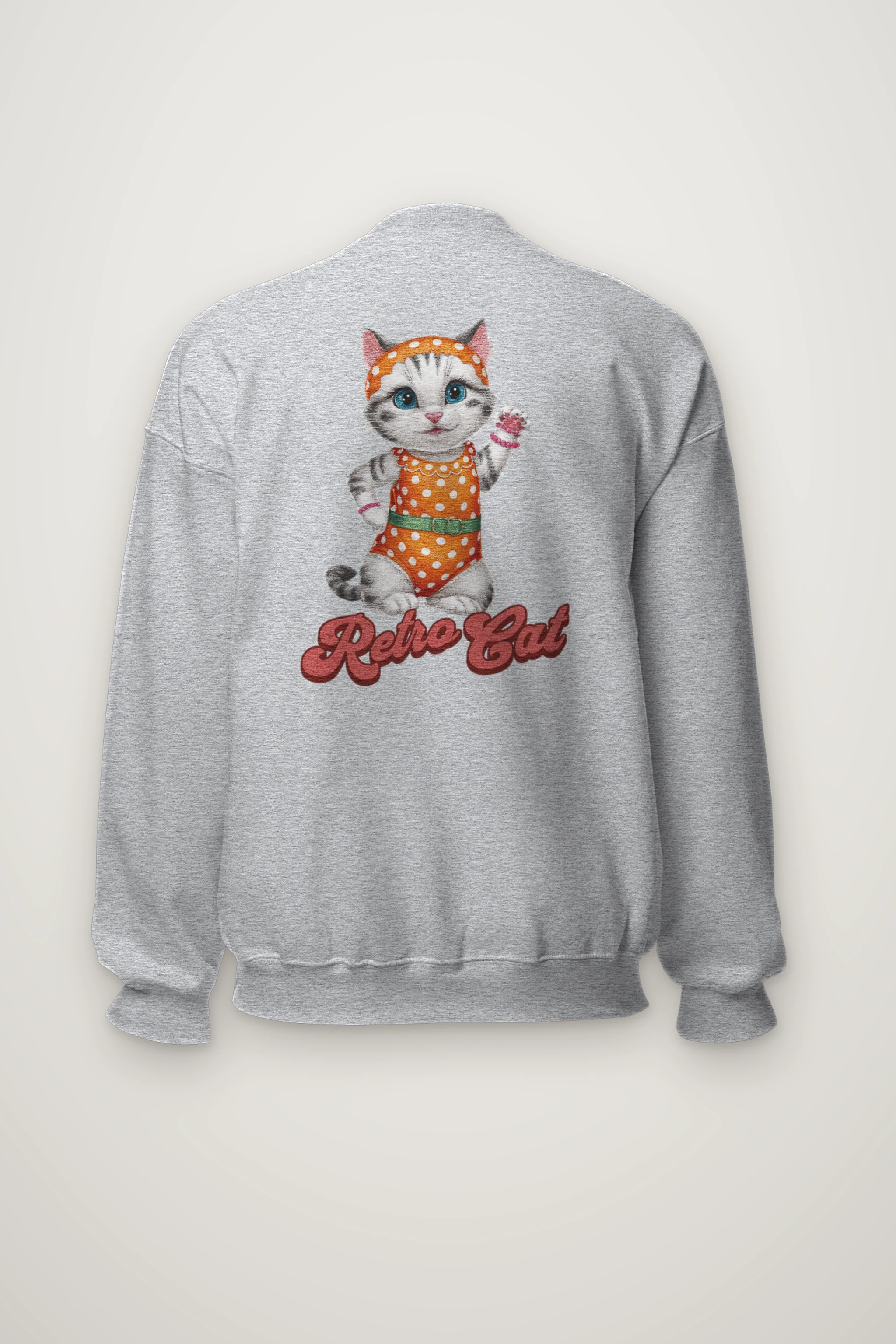 "Retro Cat" Heavy Blend Unisex Crewneck Sweatshirt