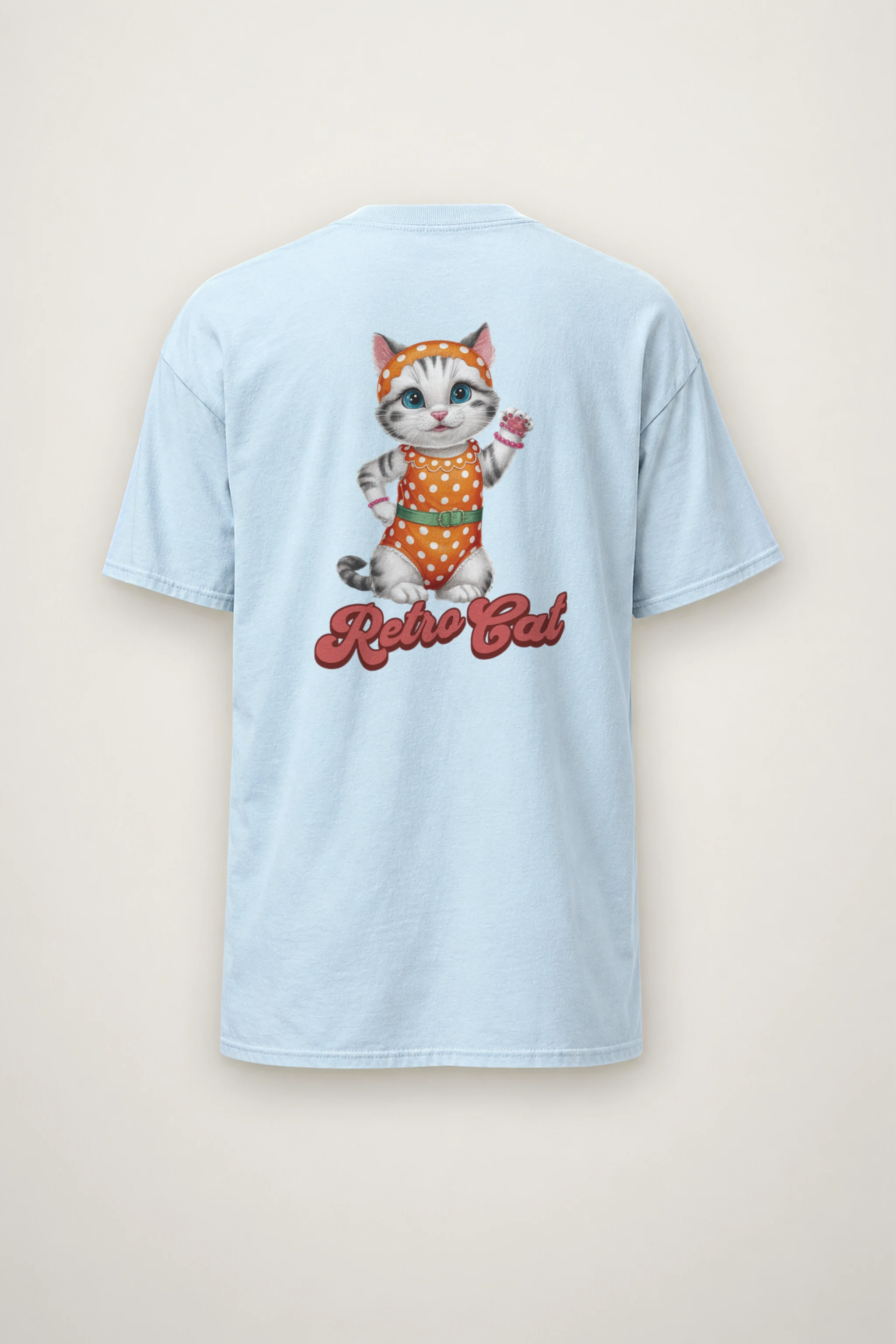 "Retro Cat" Heavyweight Unisex Crewneck T-shirt