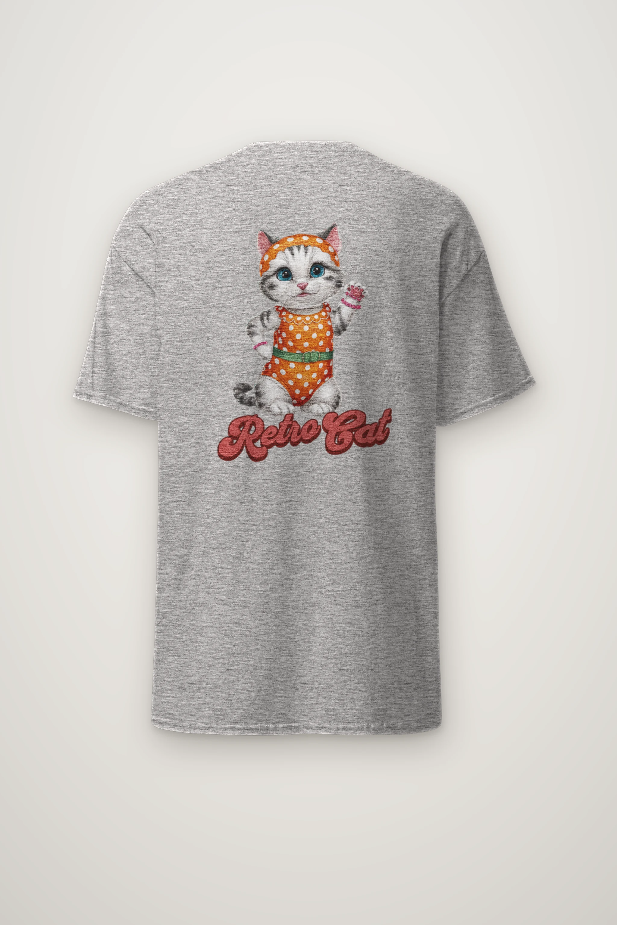 "Retro Cat" Heavyweight Unisex Crewneck T-shirt