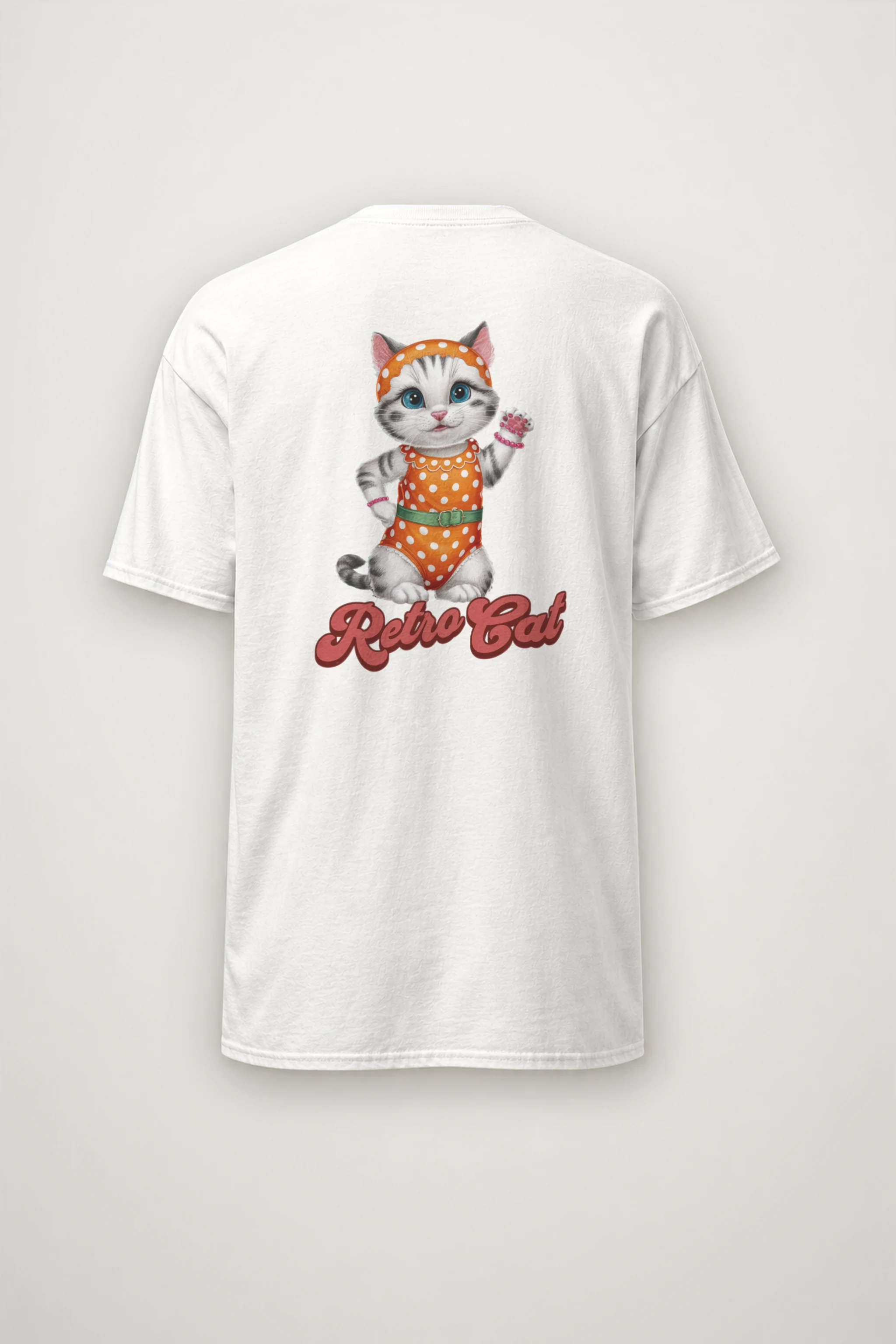 "Retro Cat" Heavyweight Unisex Crewneck T-shirt